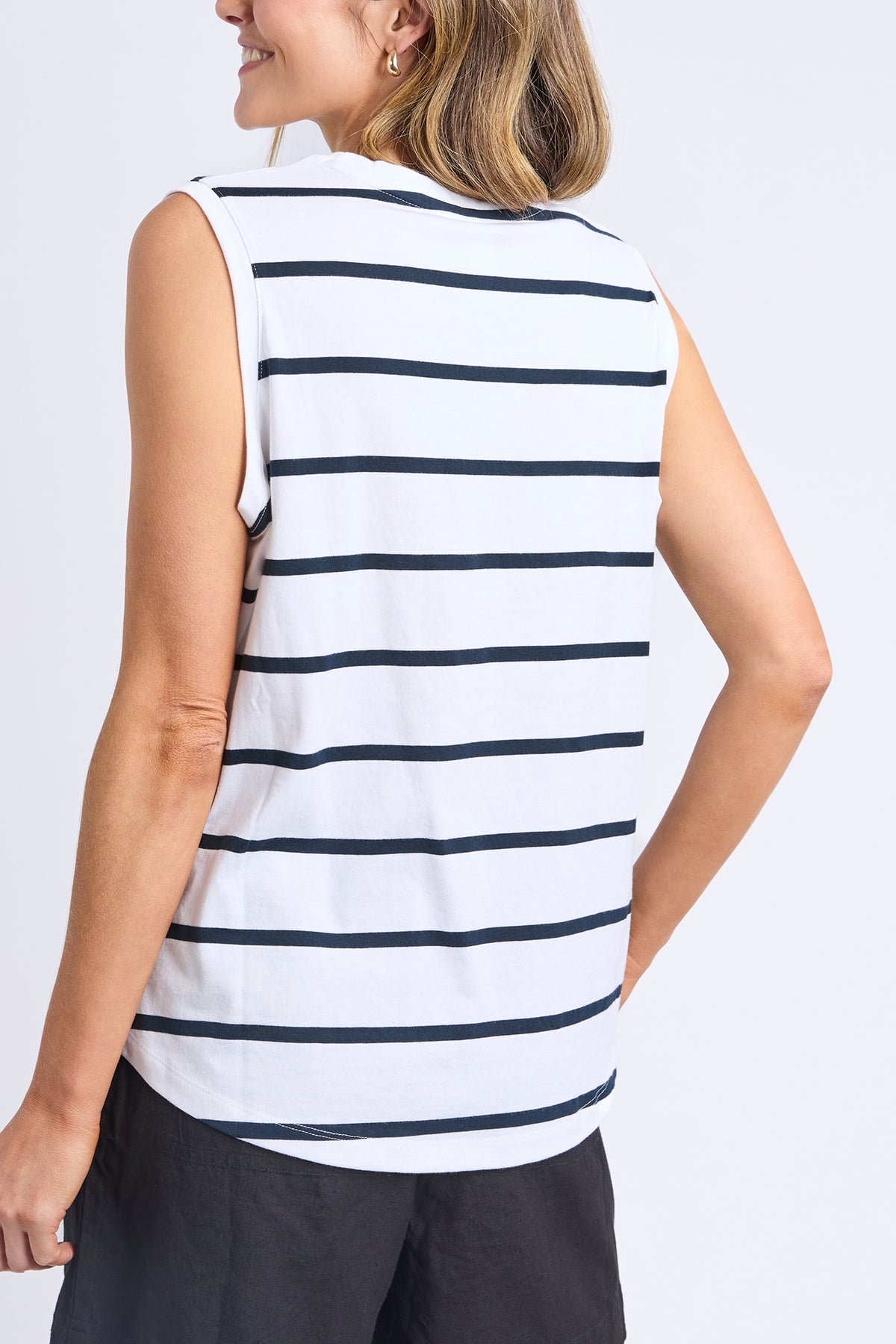 Halli Tank- Stripe White/ Navy Stripe