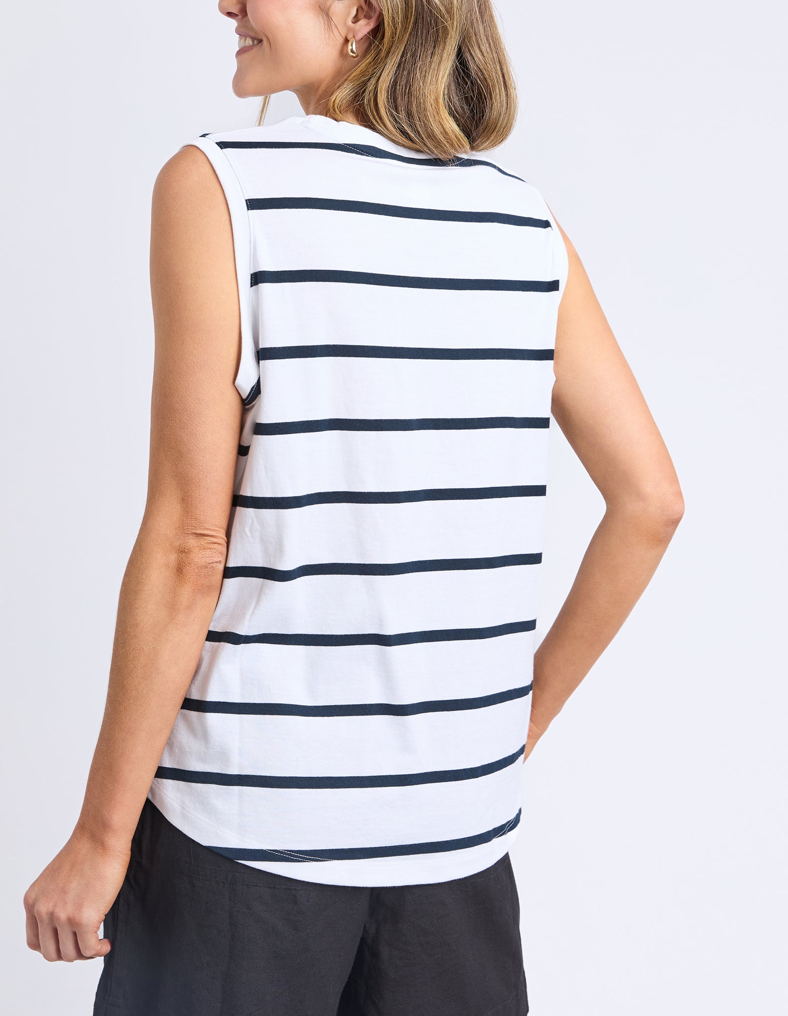 Halli Tank- Stripe White/ Navy Stripe