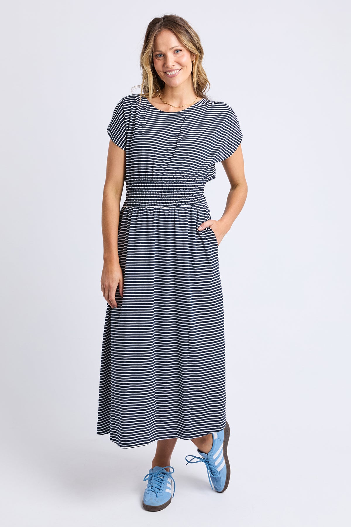 Nelle Dress Navy & White Stripe