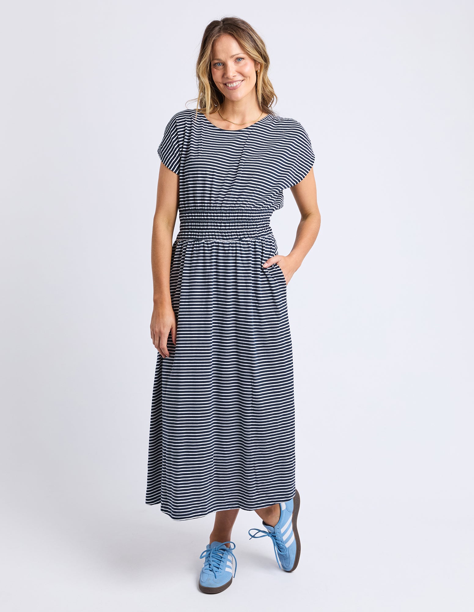 Nelle Dress Navy & White Stripe