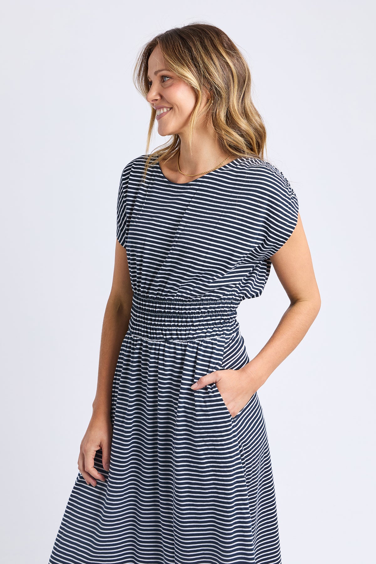 Nelle Dress Navy & White Stripe