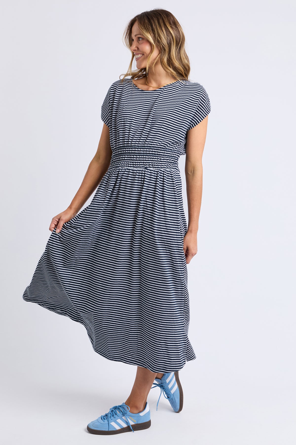 Nelle Dress Navy & White Stripe