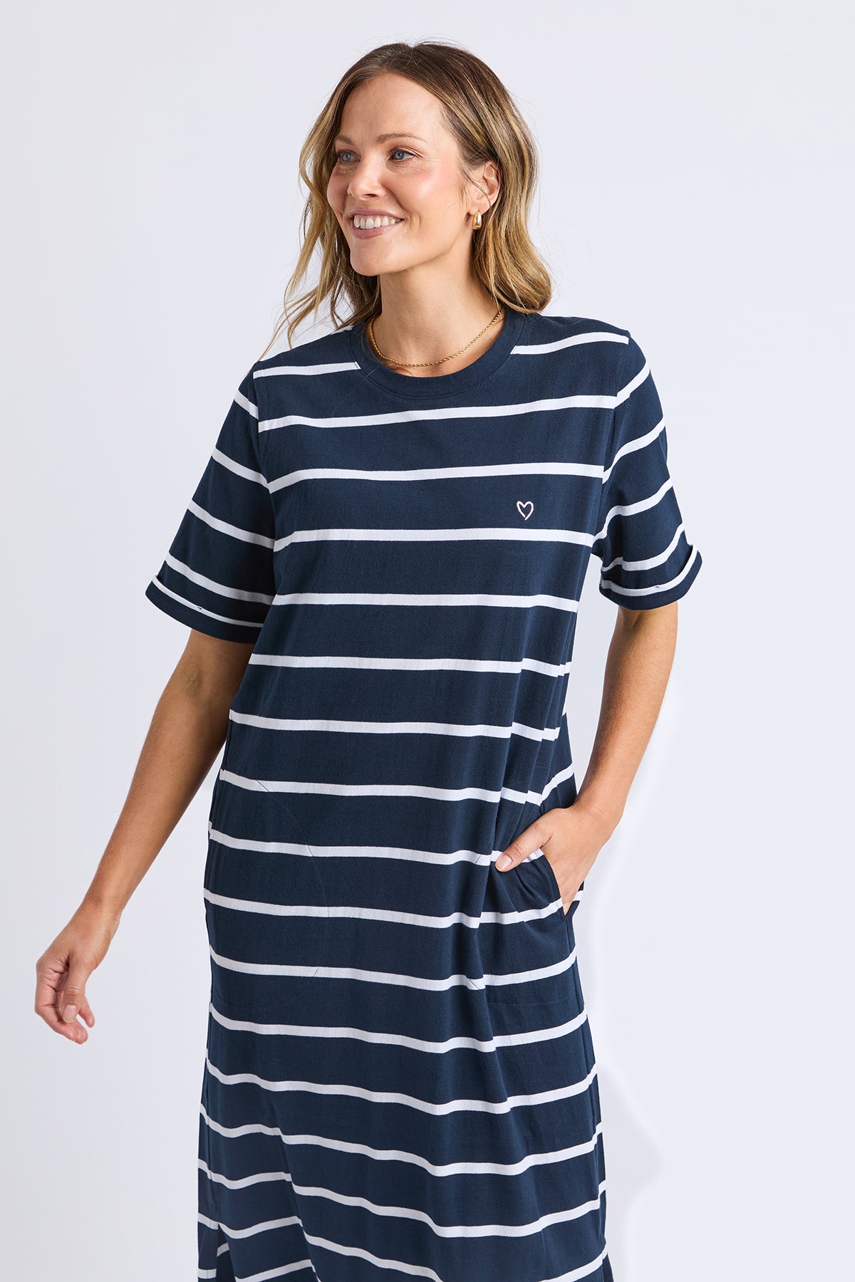 Halli Dress - Stripe Navy & White Stripe
