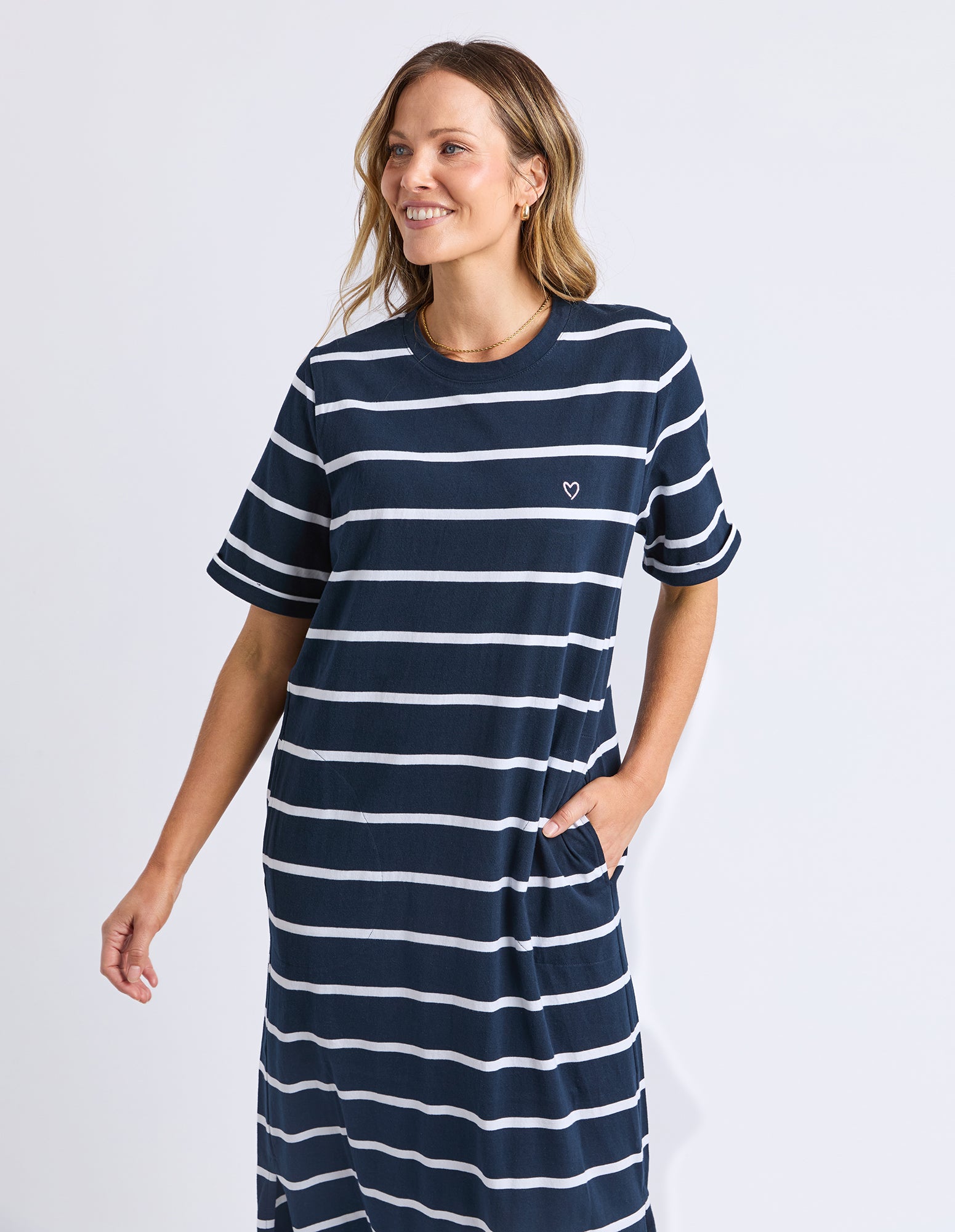 Halli Dress - Stripe Navy & White Stripe