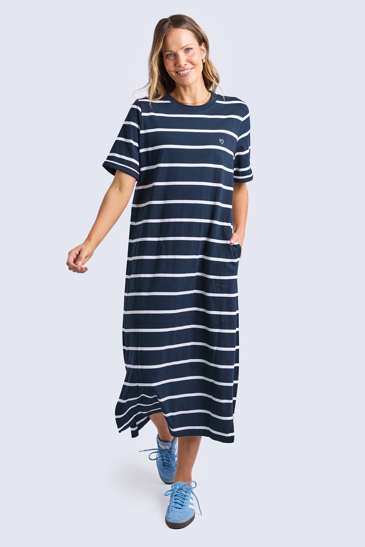 Halli Dress - Stripe Navy & White Stripe