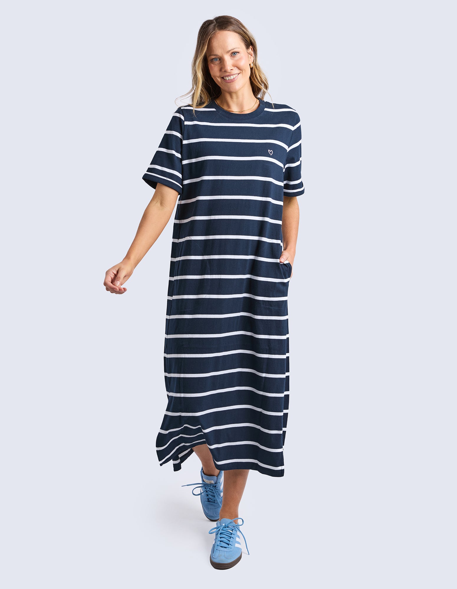 Halli Dress - Stripe Navy & White Stripe