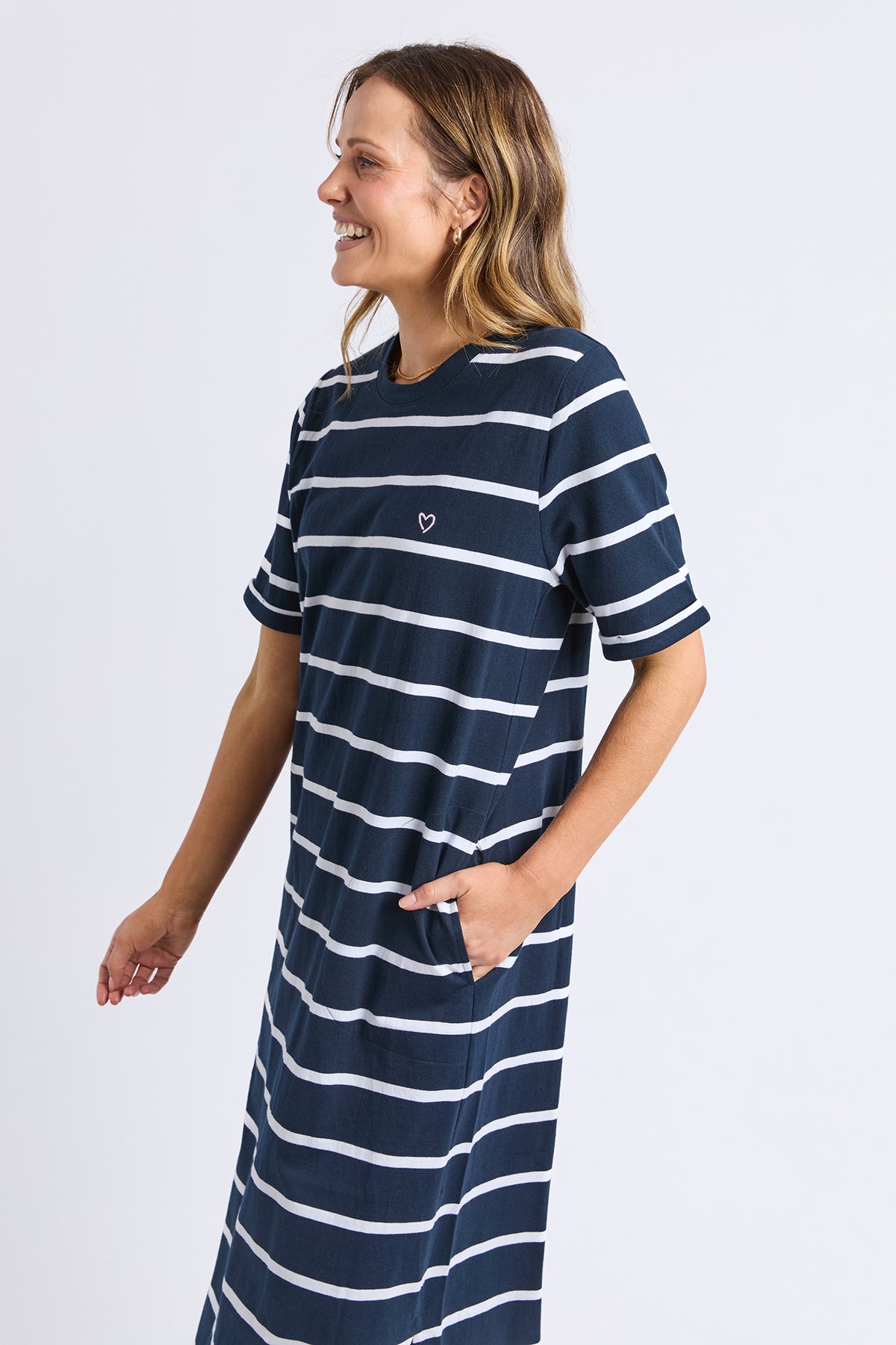 Halli Dress - Stripe Navy & White Stripe