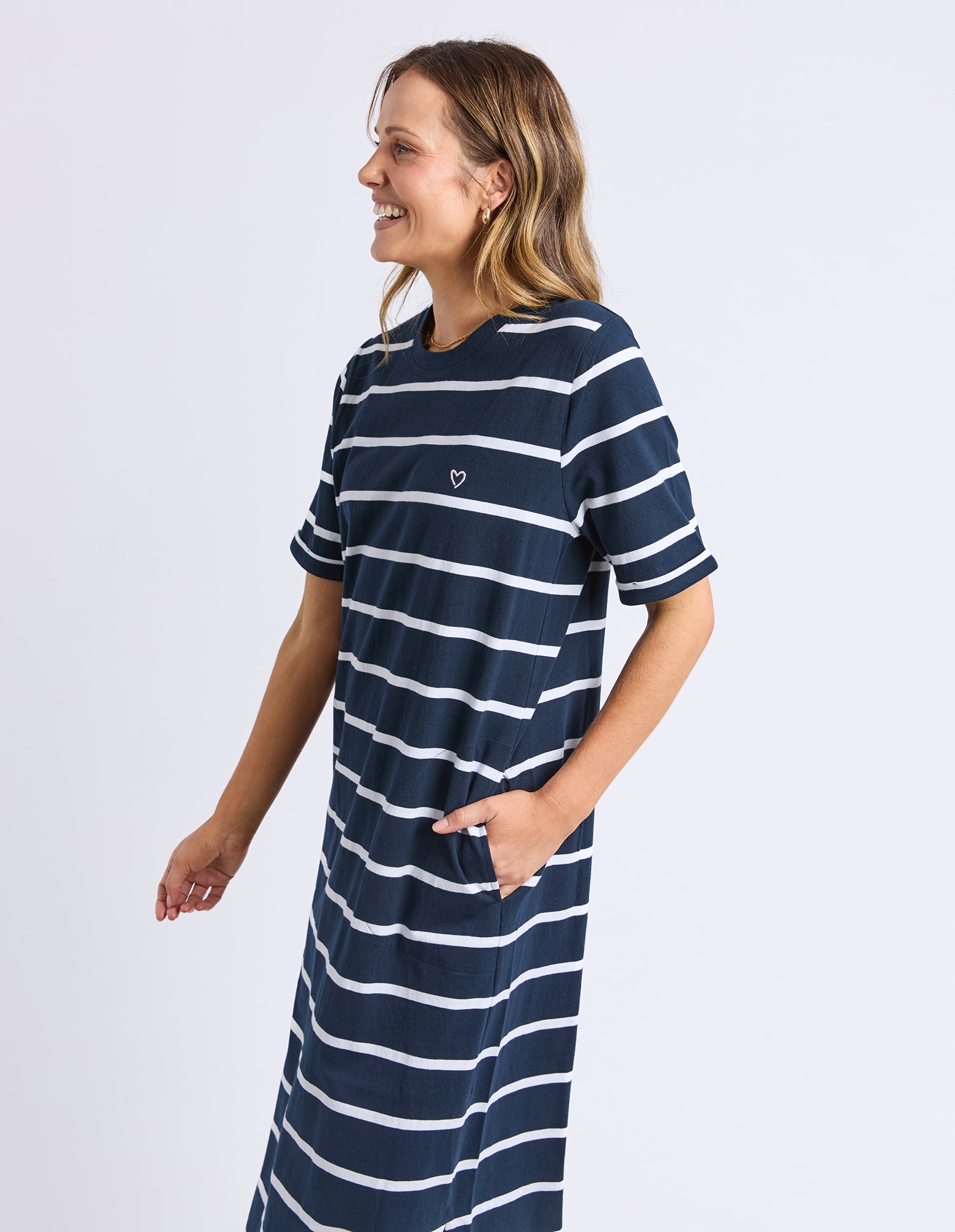 Halli Dress - Stripe Navy & White Stripe