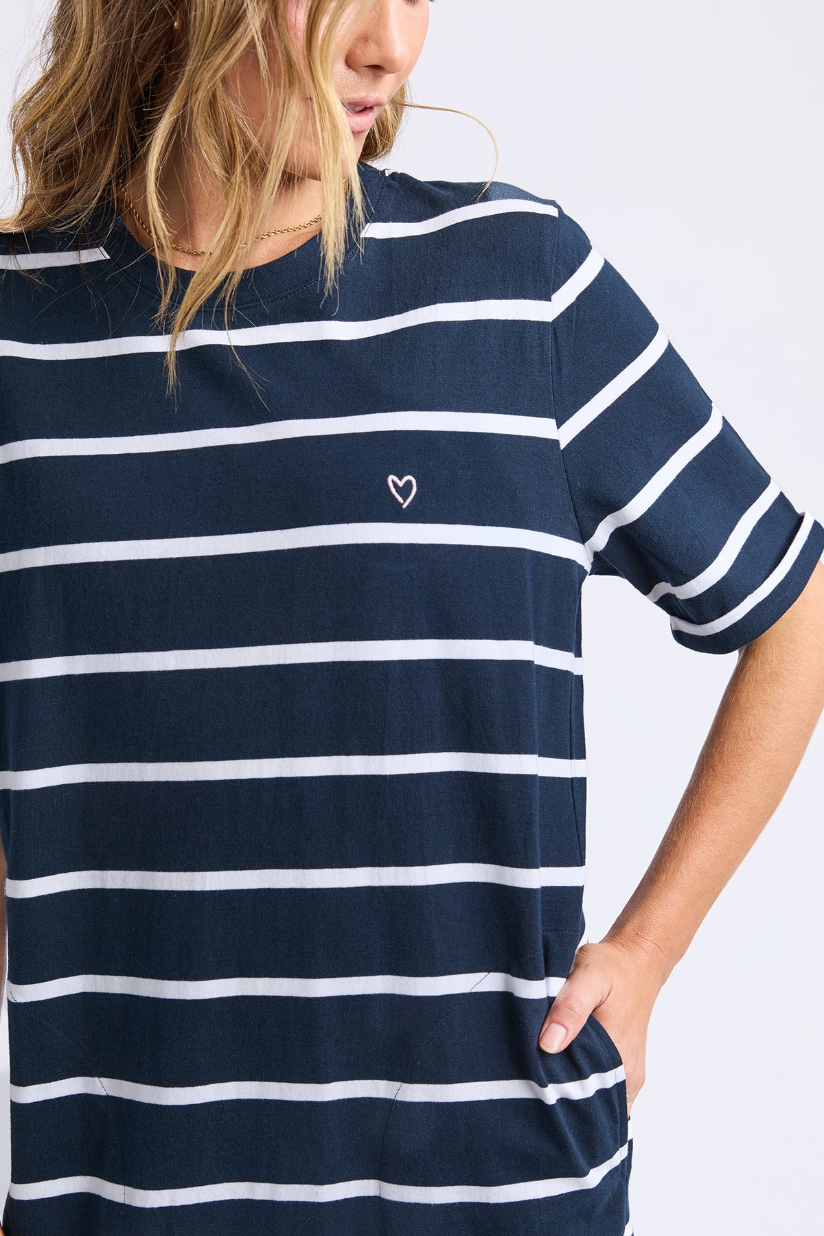 Halli Dress - Stripe Navy & White Stripe