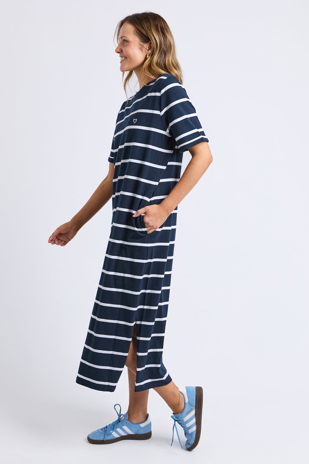 Halli Dress - Stripe Navy & White Stripe