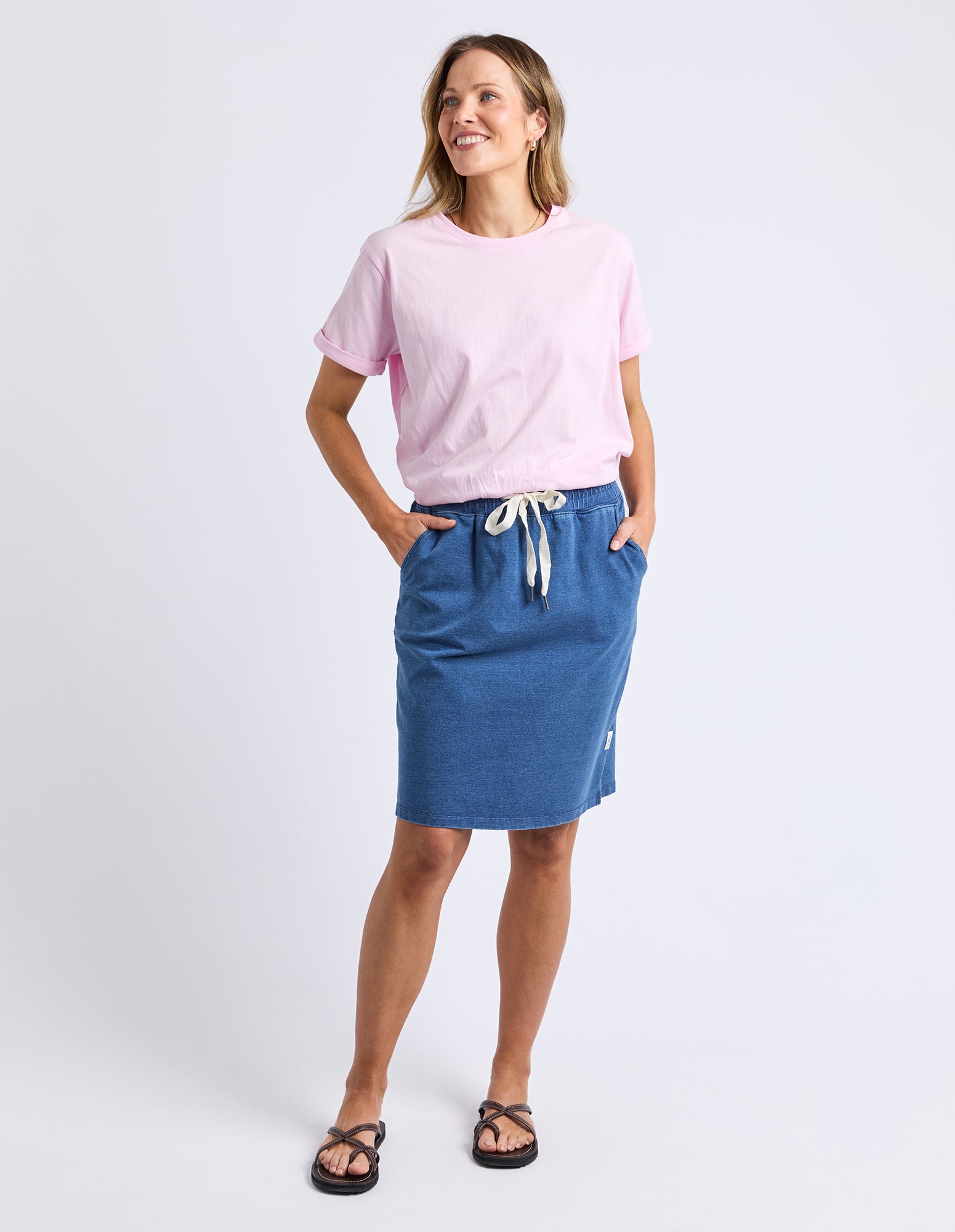 Rickety Skirt Blue Denim Look