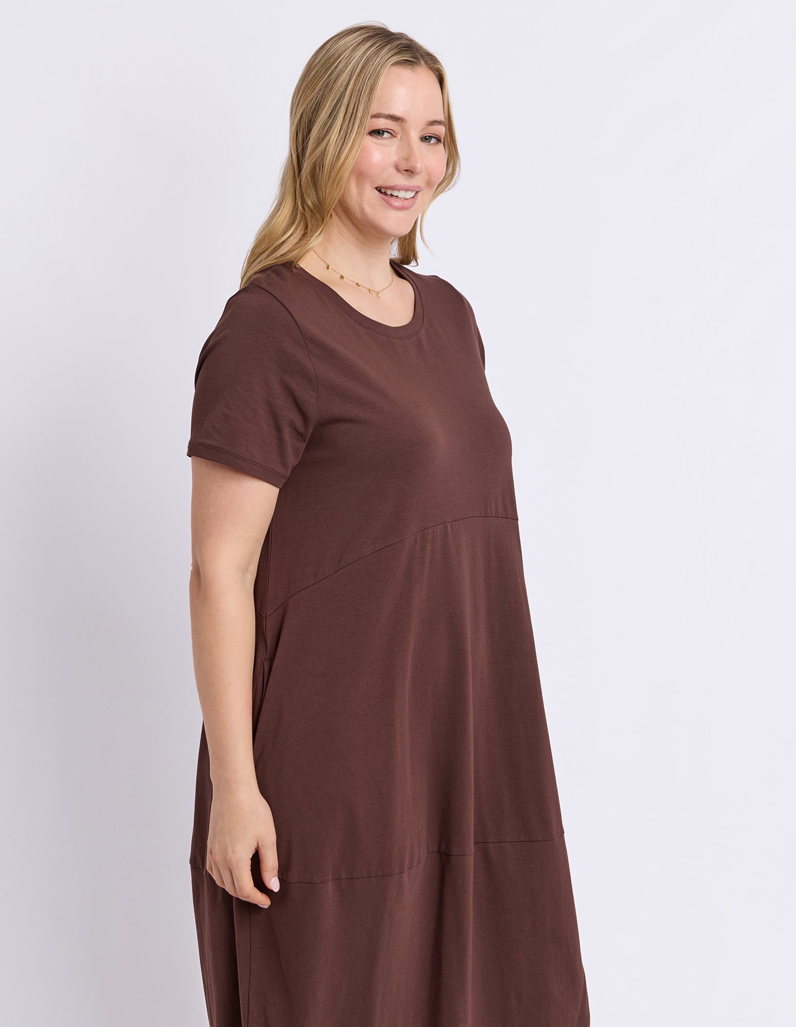 Diana Short Sleeve Dress Chocolate