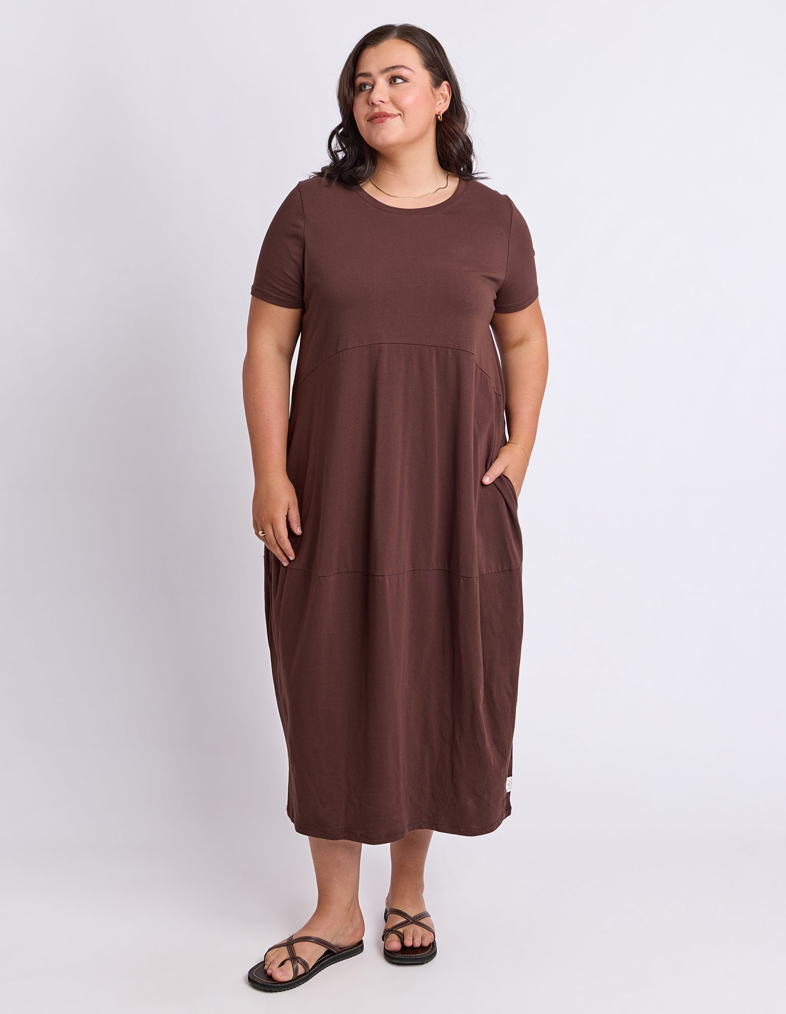 Diana Short Sleeve Dress Chocolate