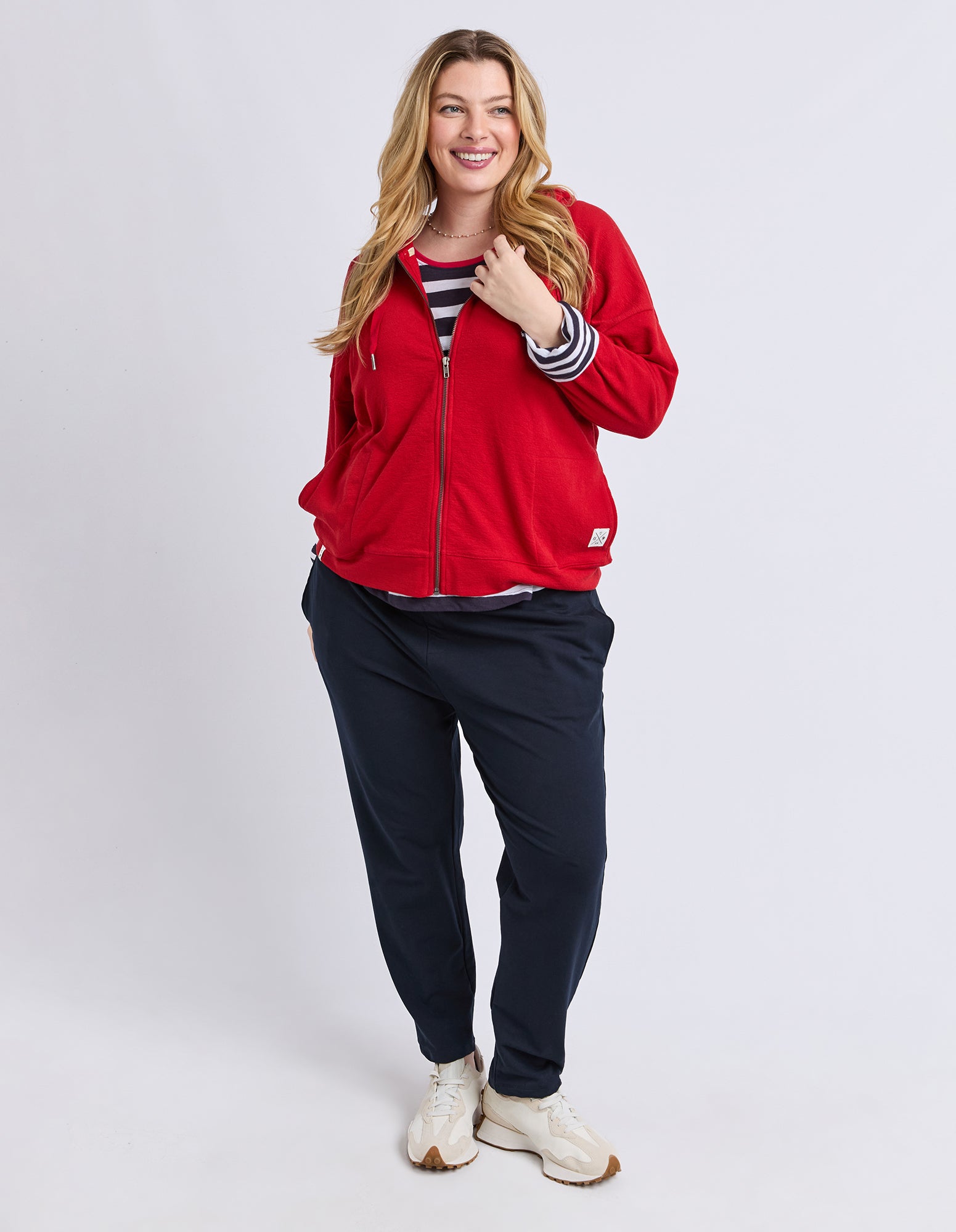 Beachy L/S Zip Hoodie Cranberry