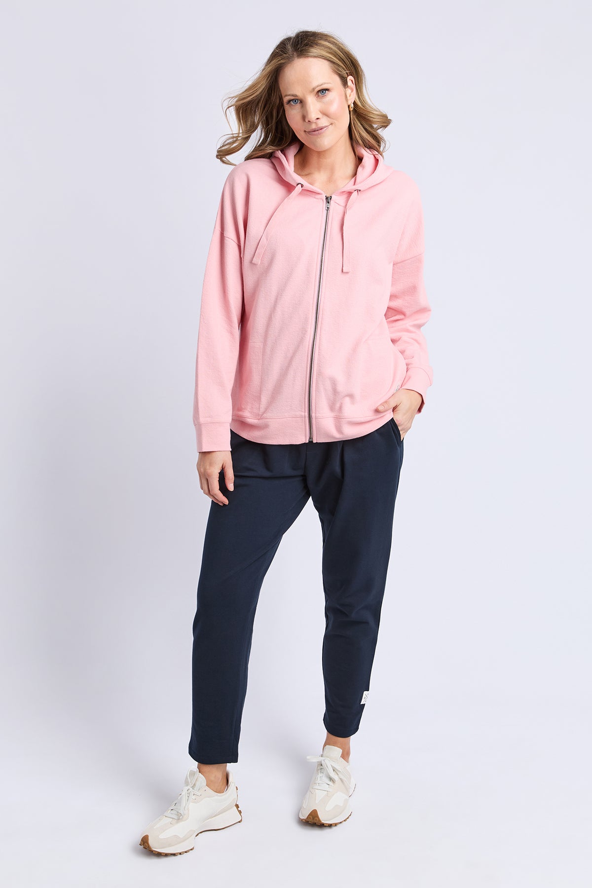 Beachy Long Sleeve Zip Hoodie Rose