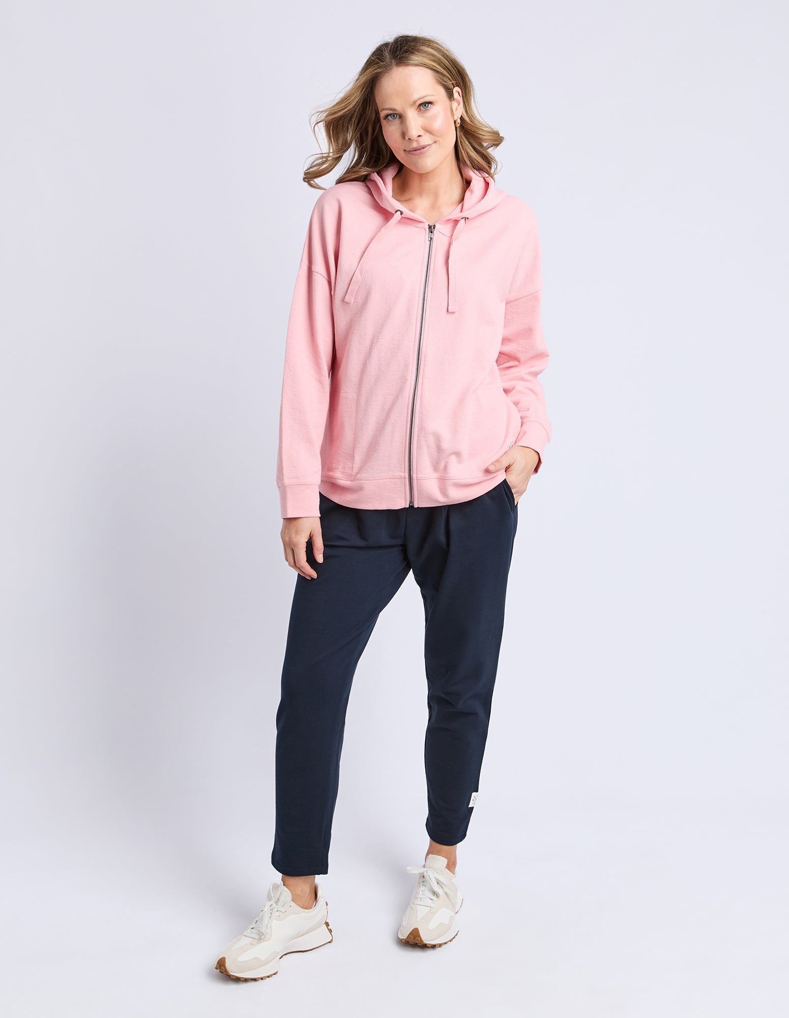 Beachy Long Sleeve Zip Hoodie Rose