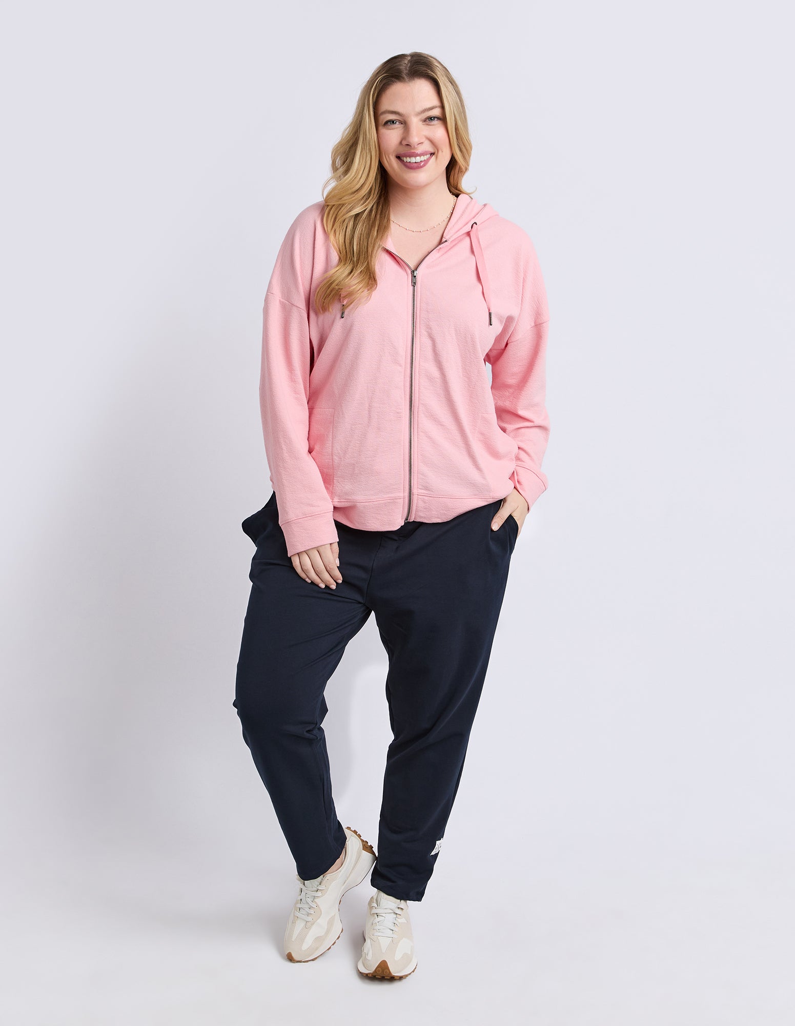 Beachy Long Sleeve Zip Hoodie Rose