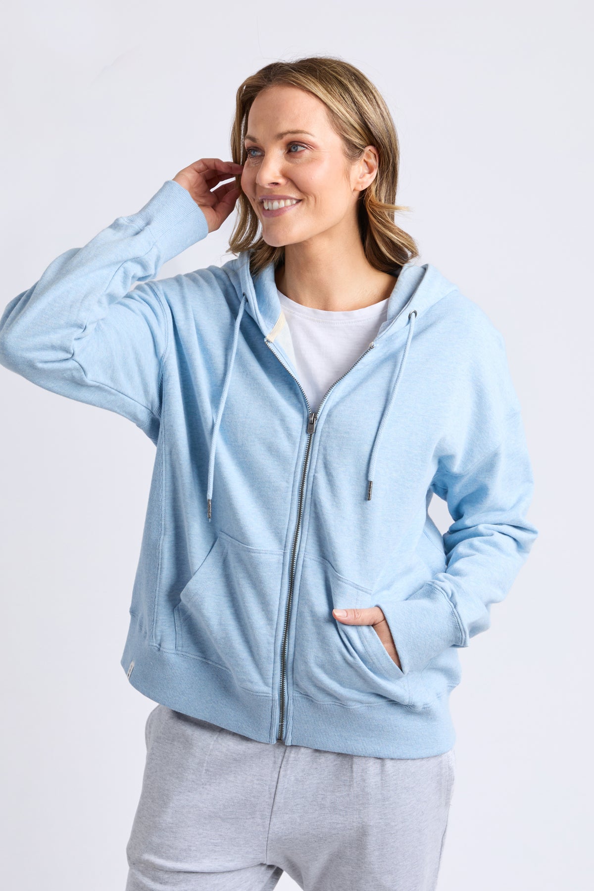 Lydia Zip Hoodie Pale Blue Marle
