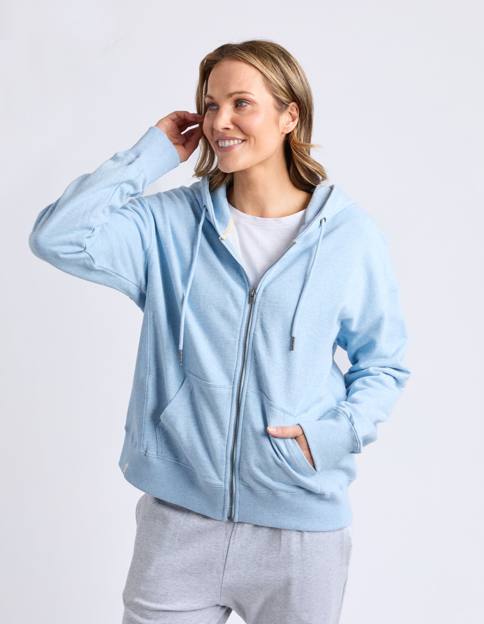 Lydia Zip Hoodie Pale Blue Marle
