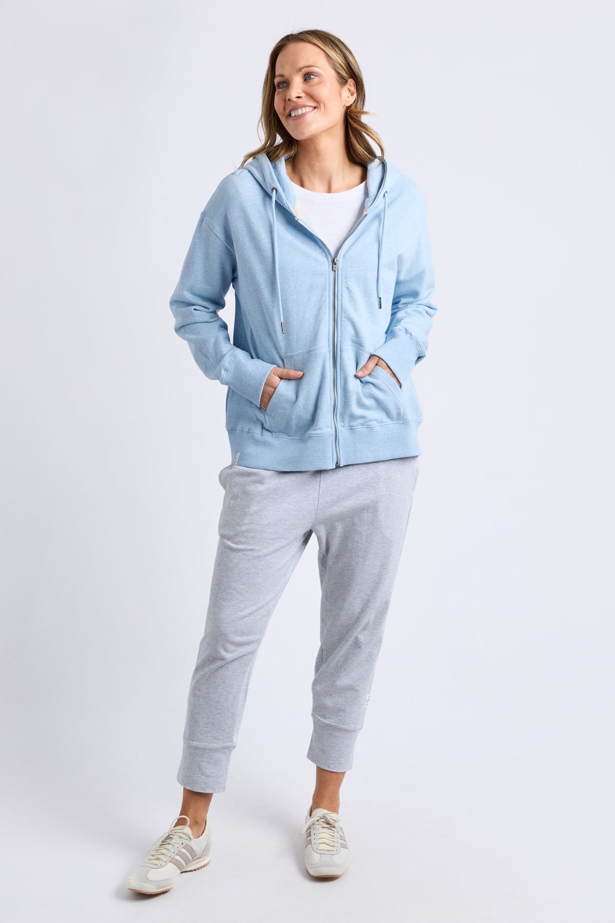 Lydia Zip Hoodie Pale Blue Marle