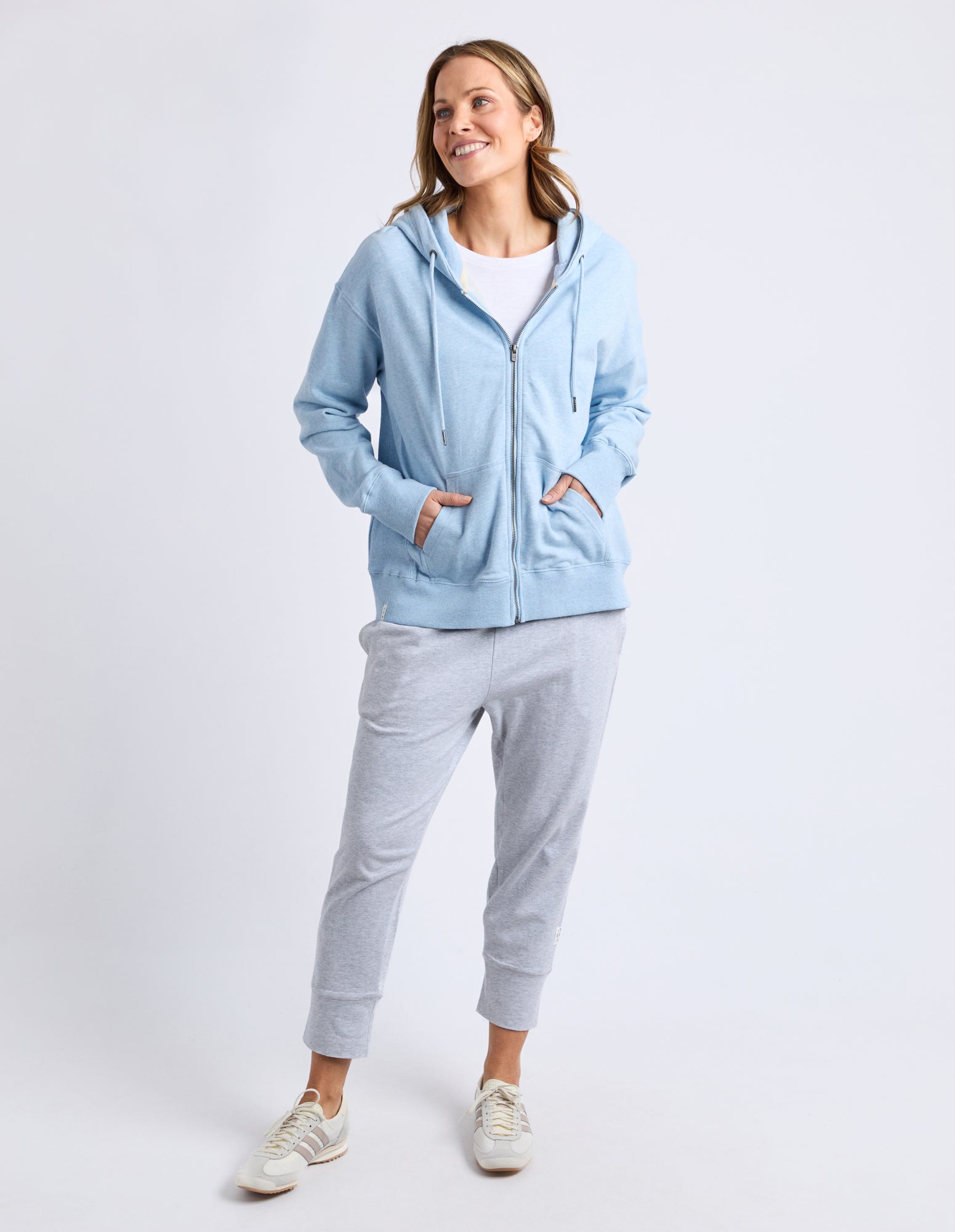 Lydia Zip Hoodie Pale Blue Marle