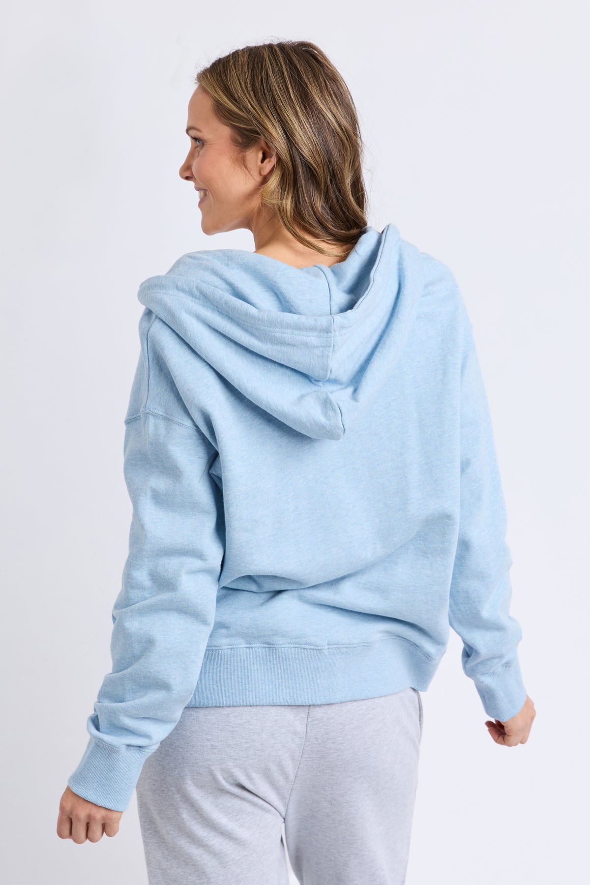 Lydia Zip Hoodie Pale Blue Marle