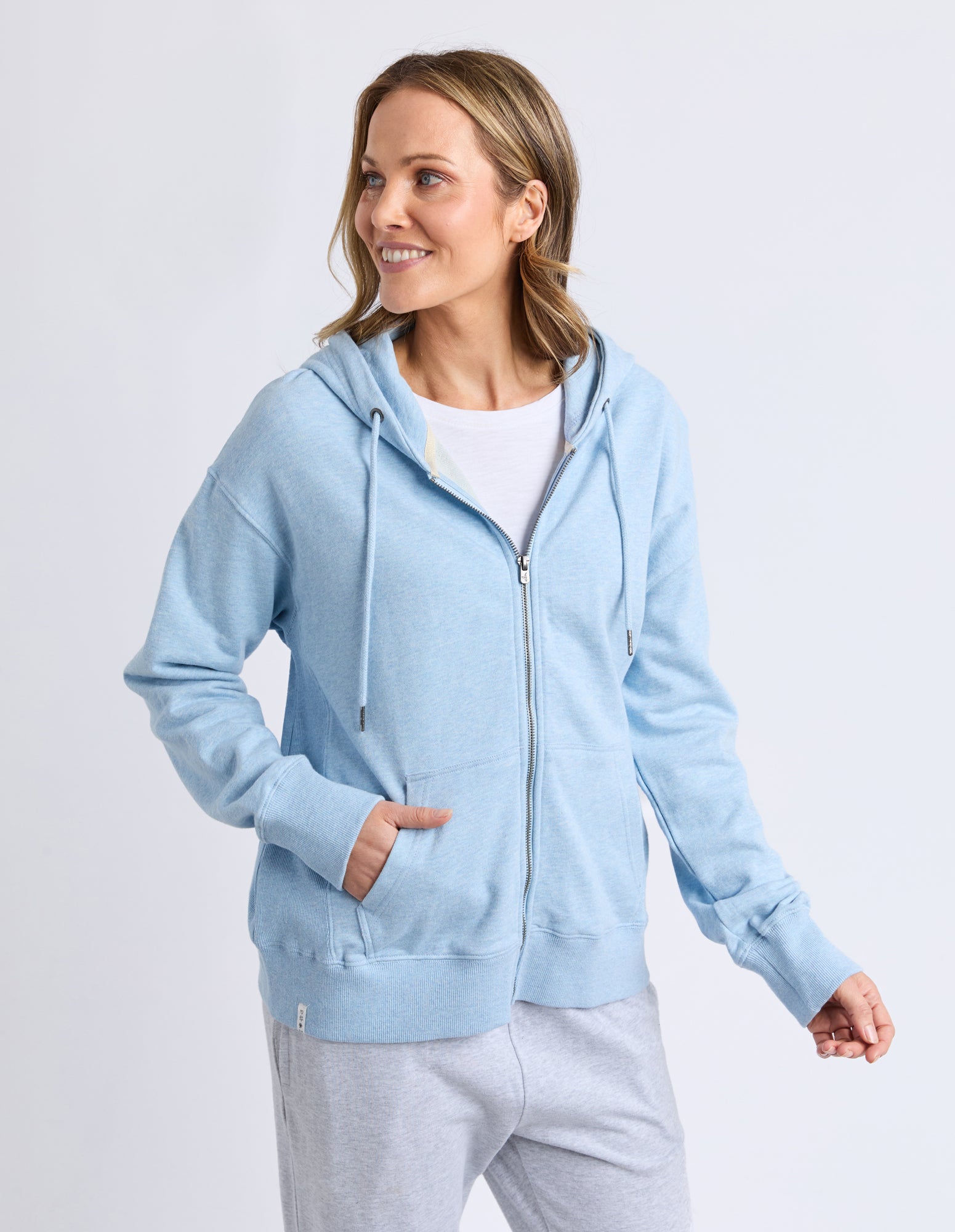 Lydia Zip Hoodie Pale Blue Marle