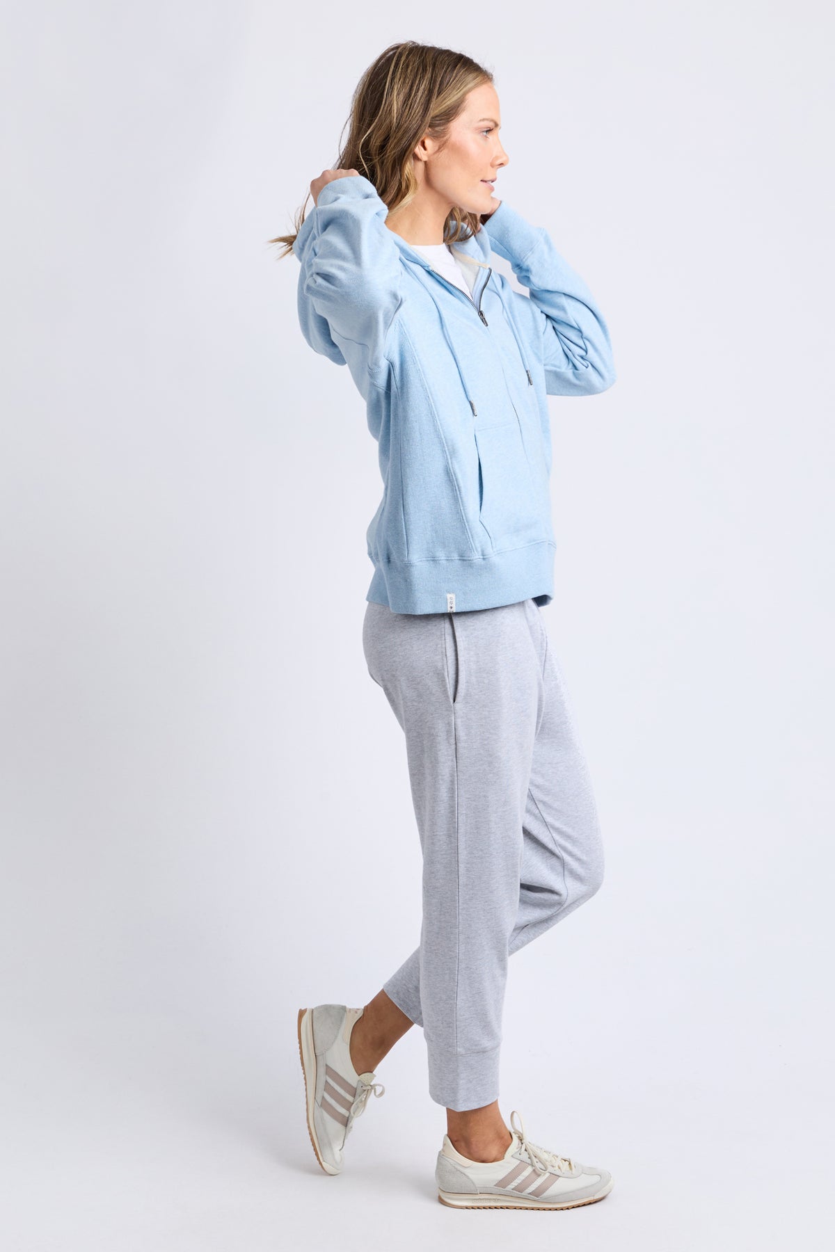 Lydia Zip Hoodie Pale Blue Marle