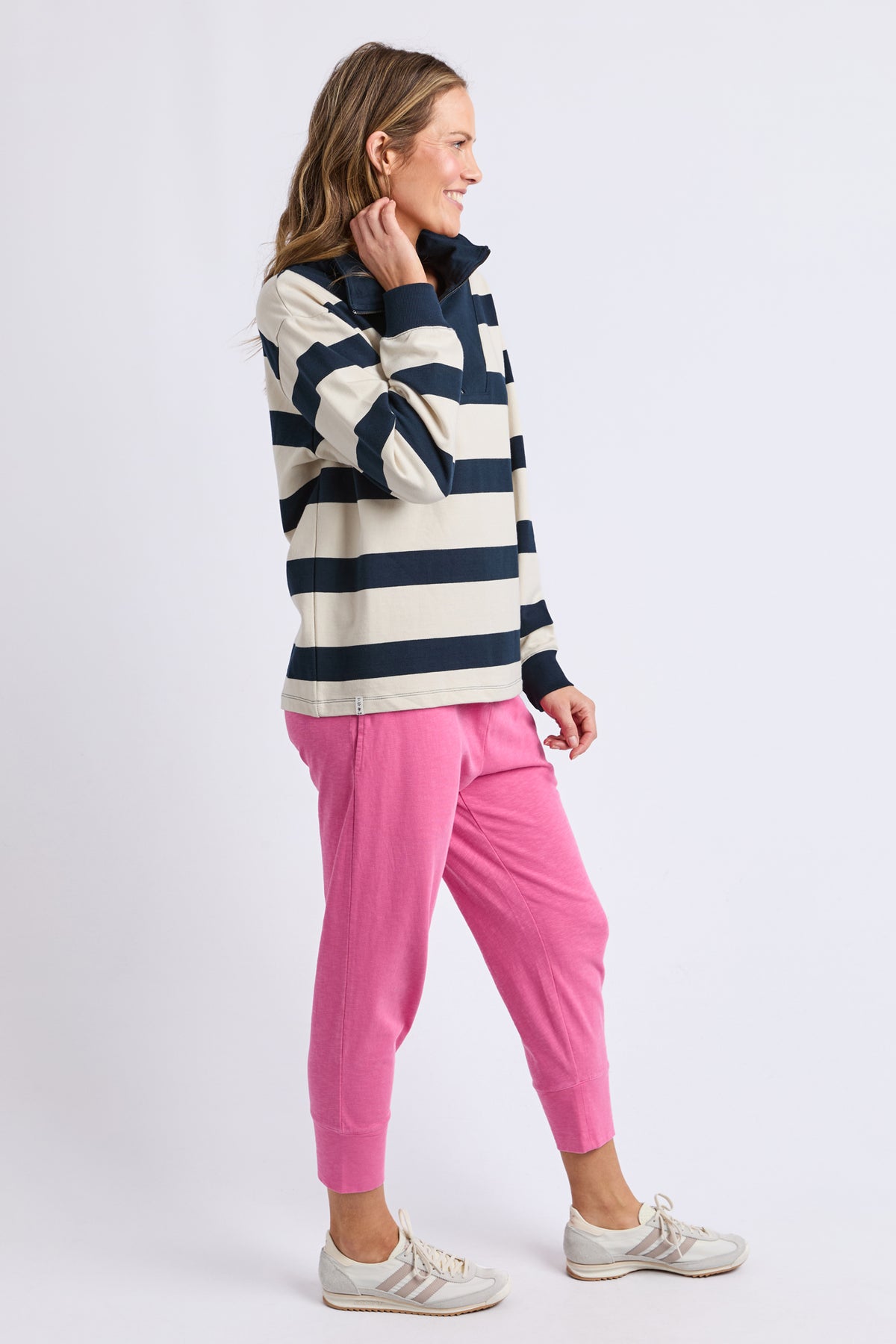 Jade Half Zip - Stripe Navy/Marshmellow Str