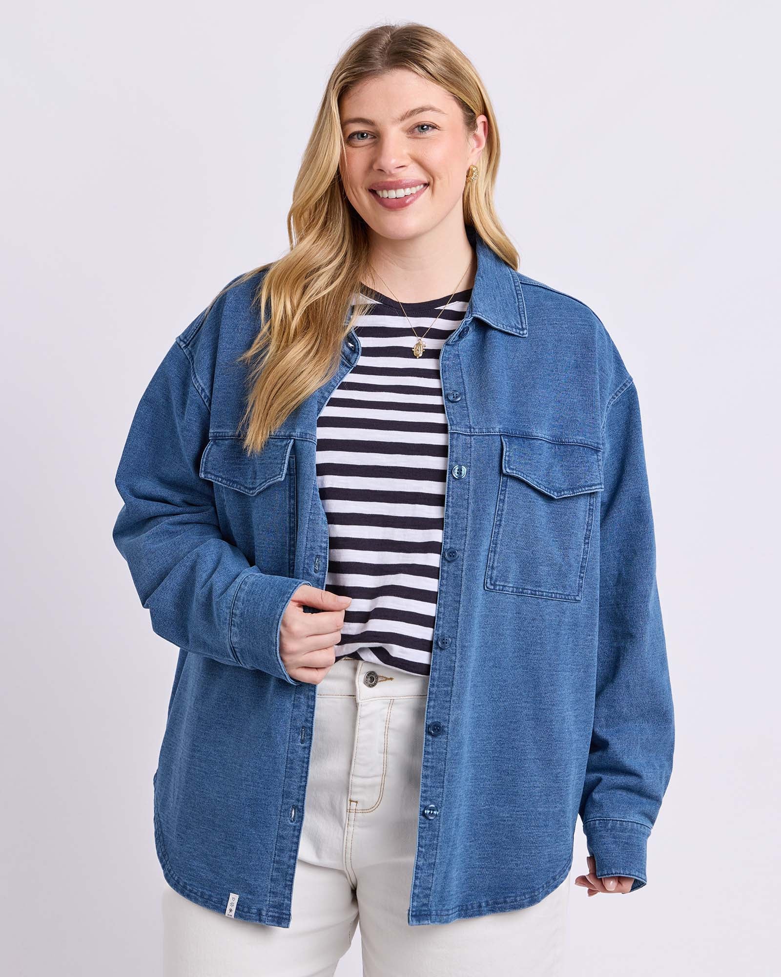 Valerie  Shacket Blue Denim Look