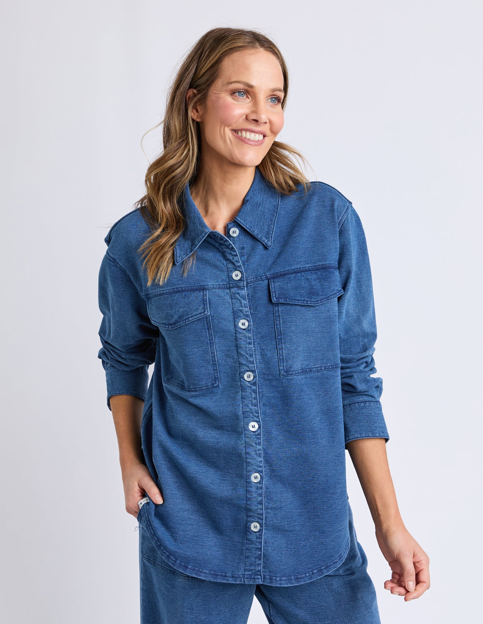 Valerie  Shacket Blue Denim Look