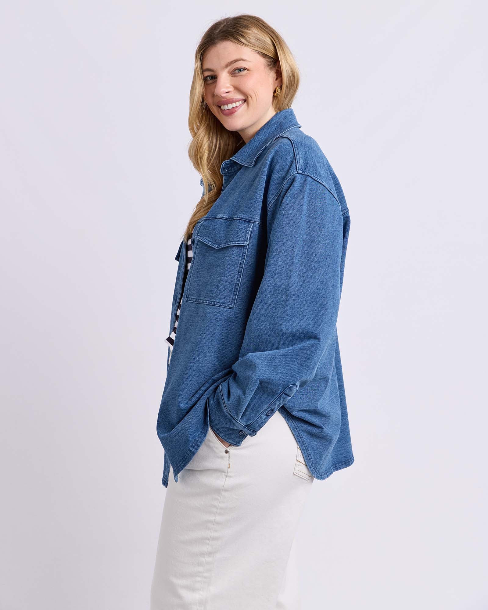 Valerie  Shacket Blue Denim Look