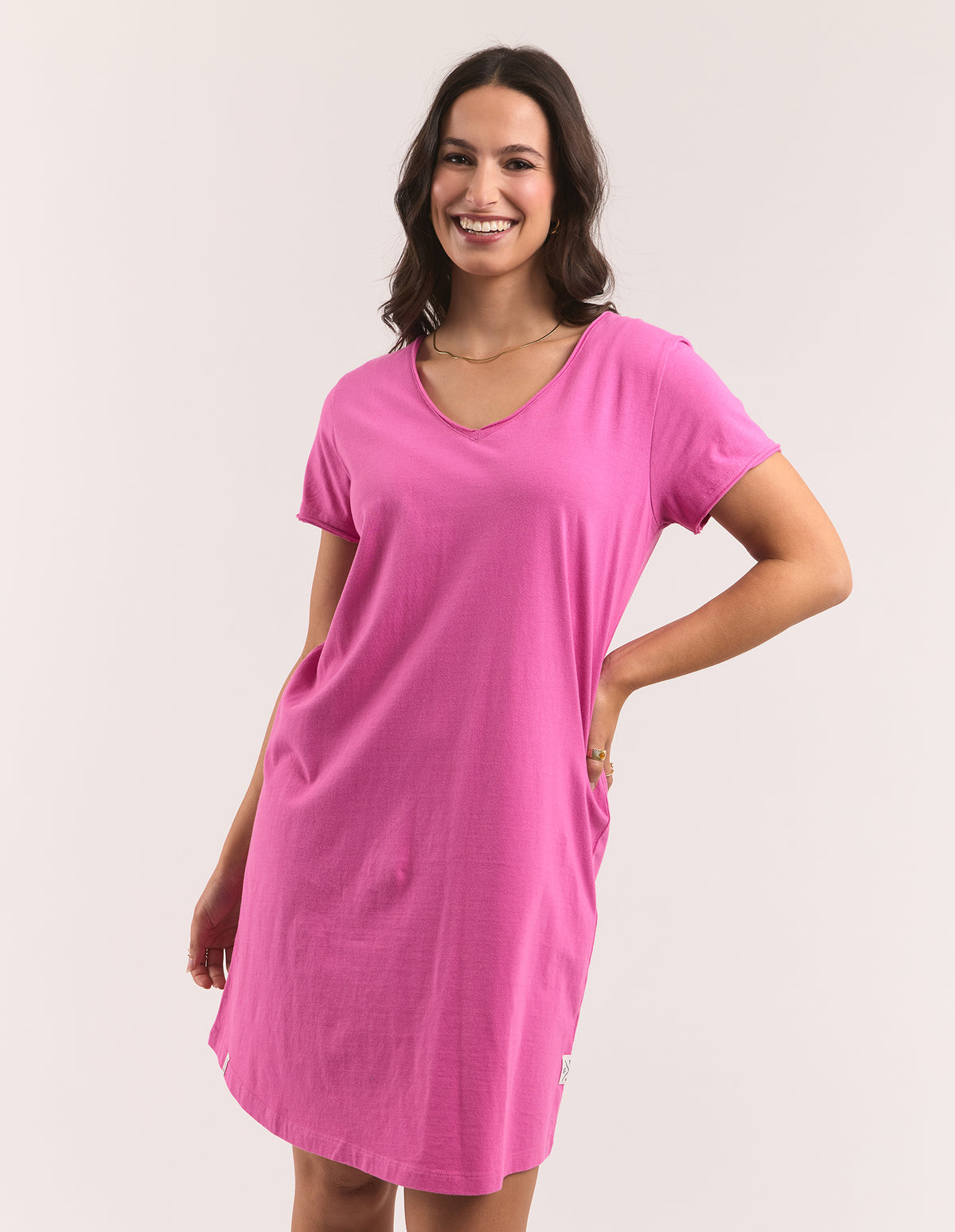 Pima Vee Dress Magenta
