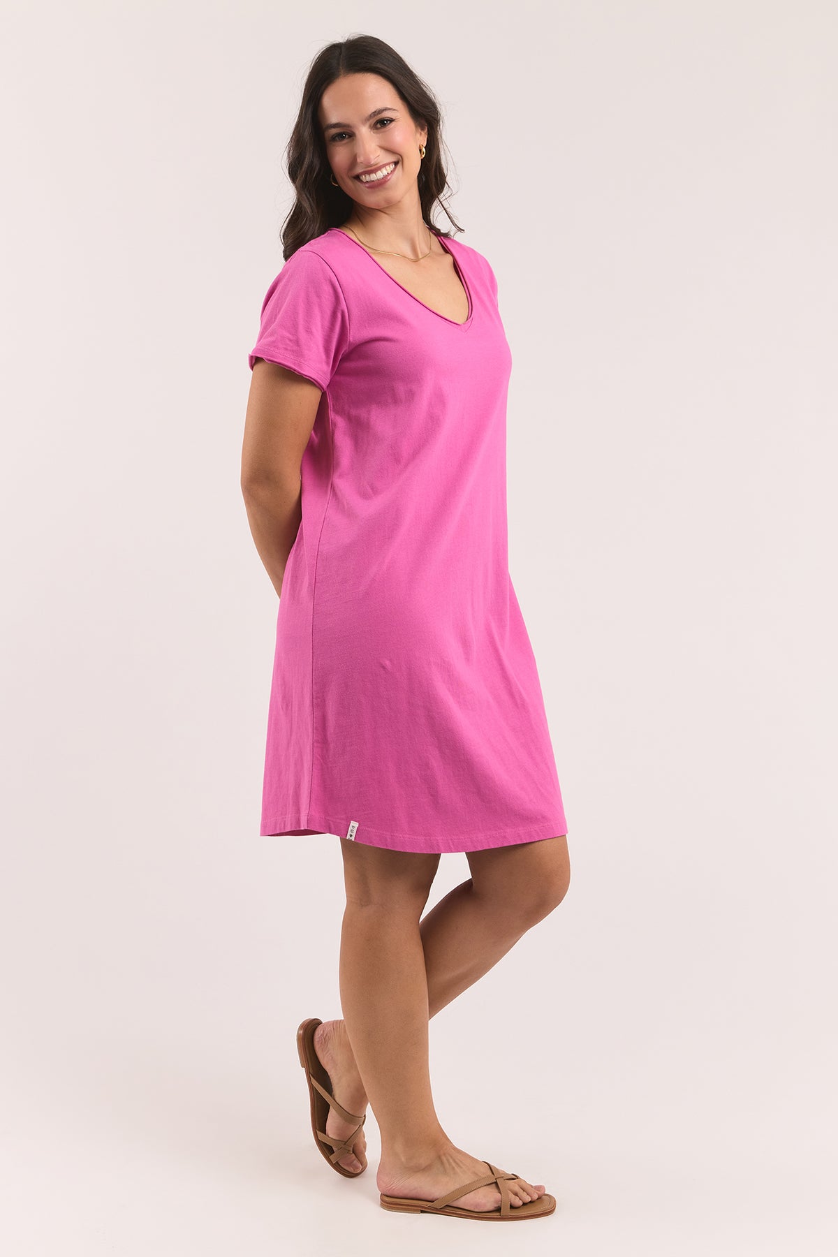 Pima Vee Dress Magenta