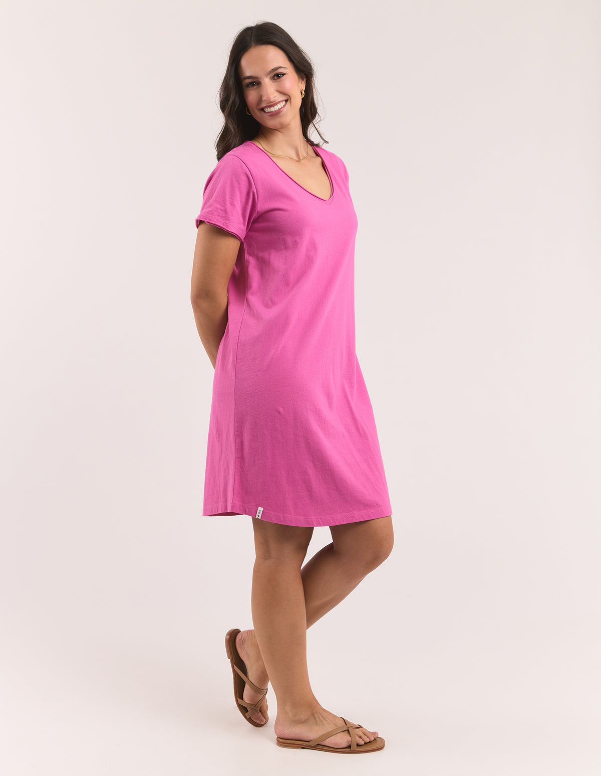Pima Vee Dress Magenta