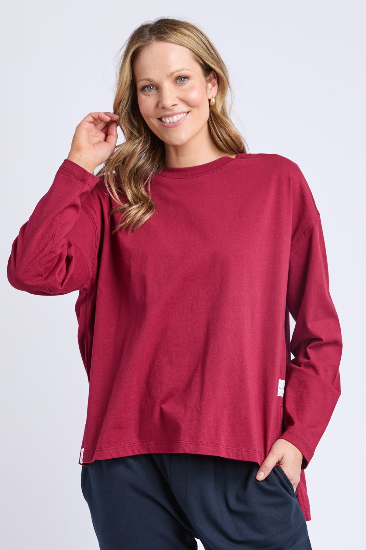 Renee Long Sleeve Tee Maroon
