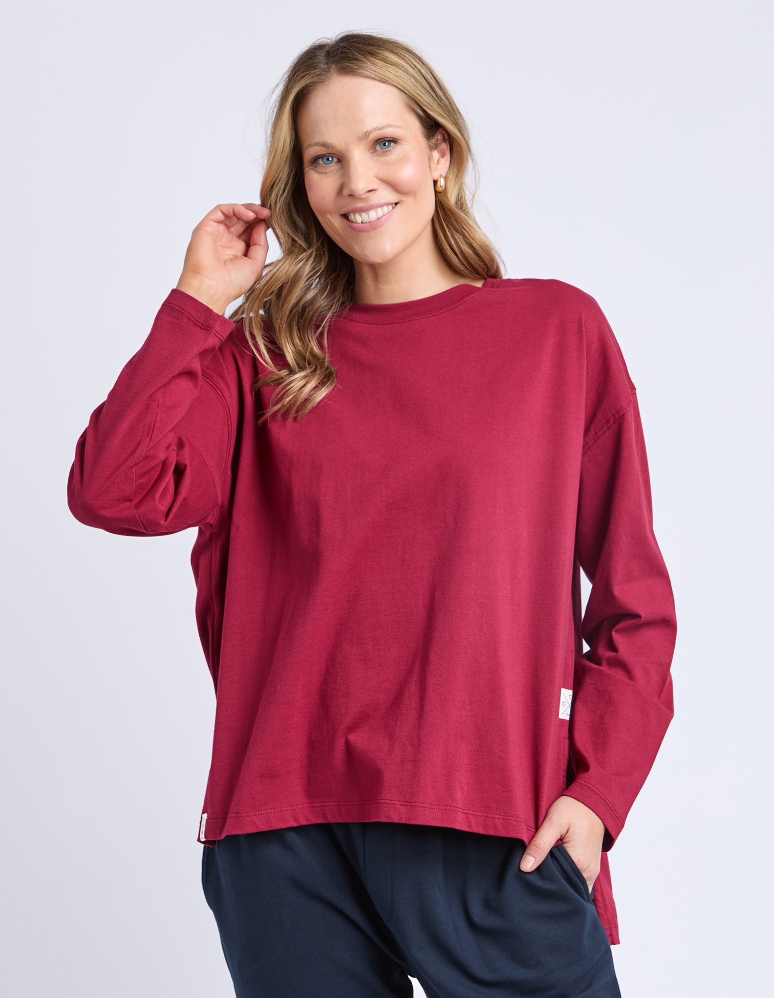 Renee Long Sleeve Tee Maroon