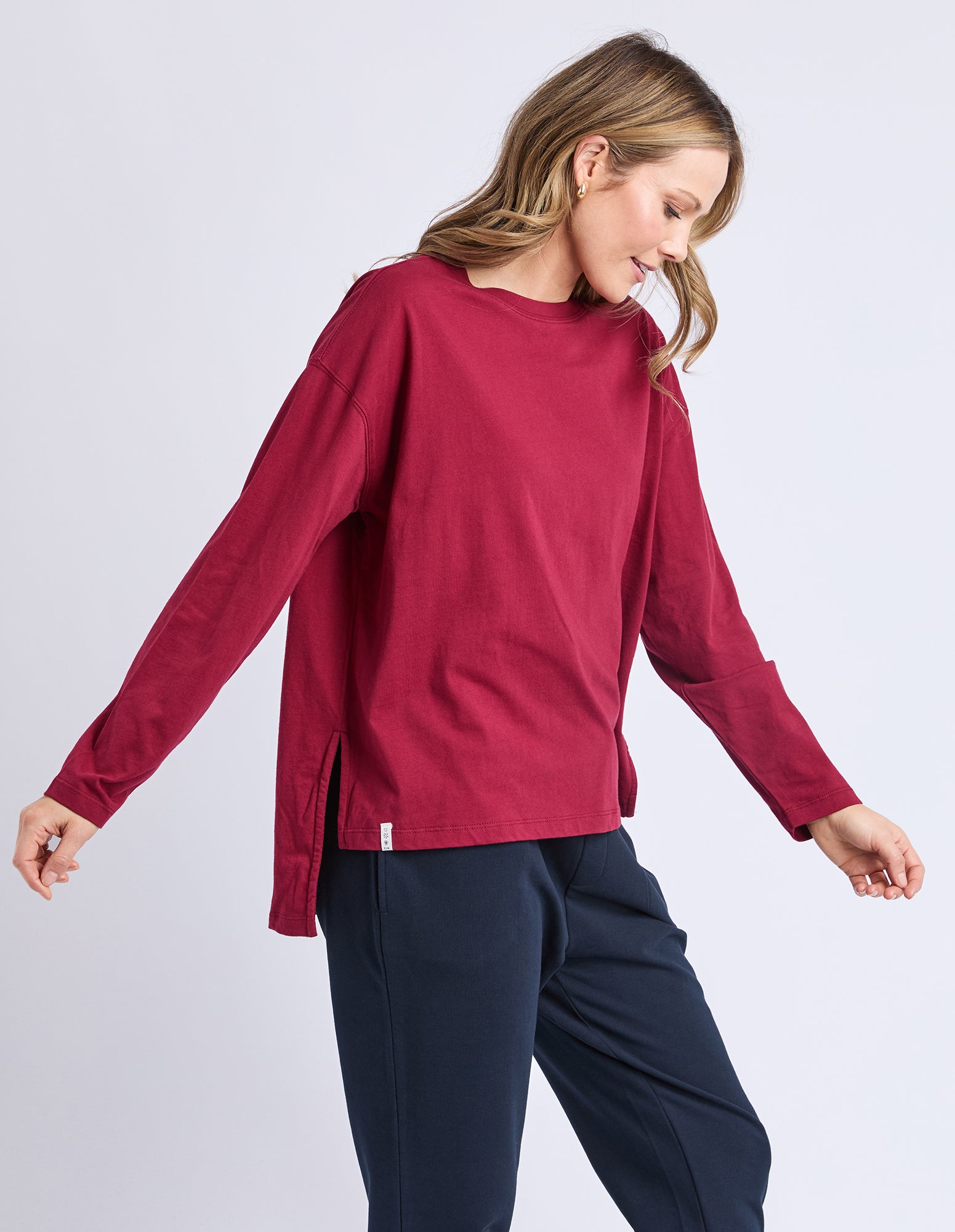 Renee Long Sleeve Tee Maroon