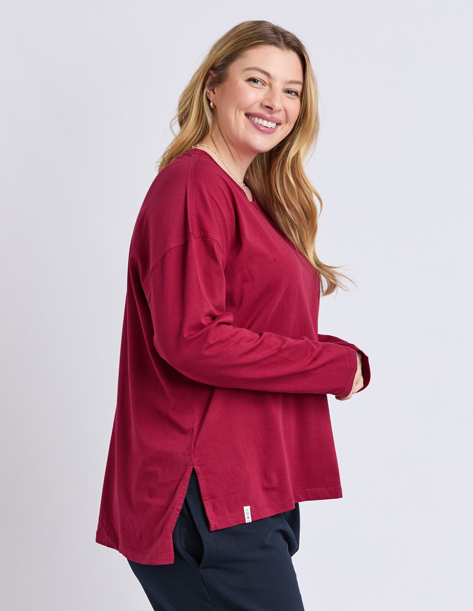 Renee Long Sleeve Tee Maroon