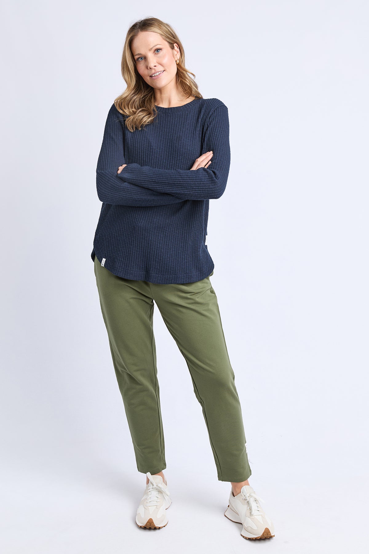 Veronica Rib Long Sleeve Tee Navy