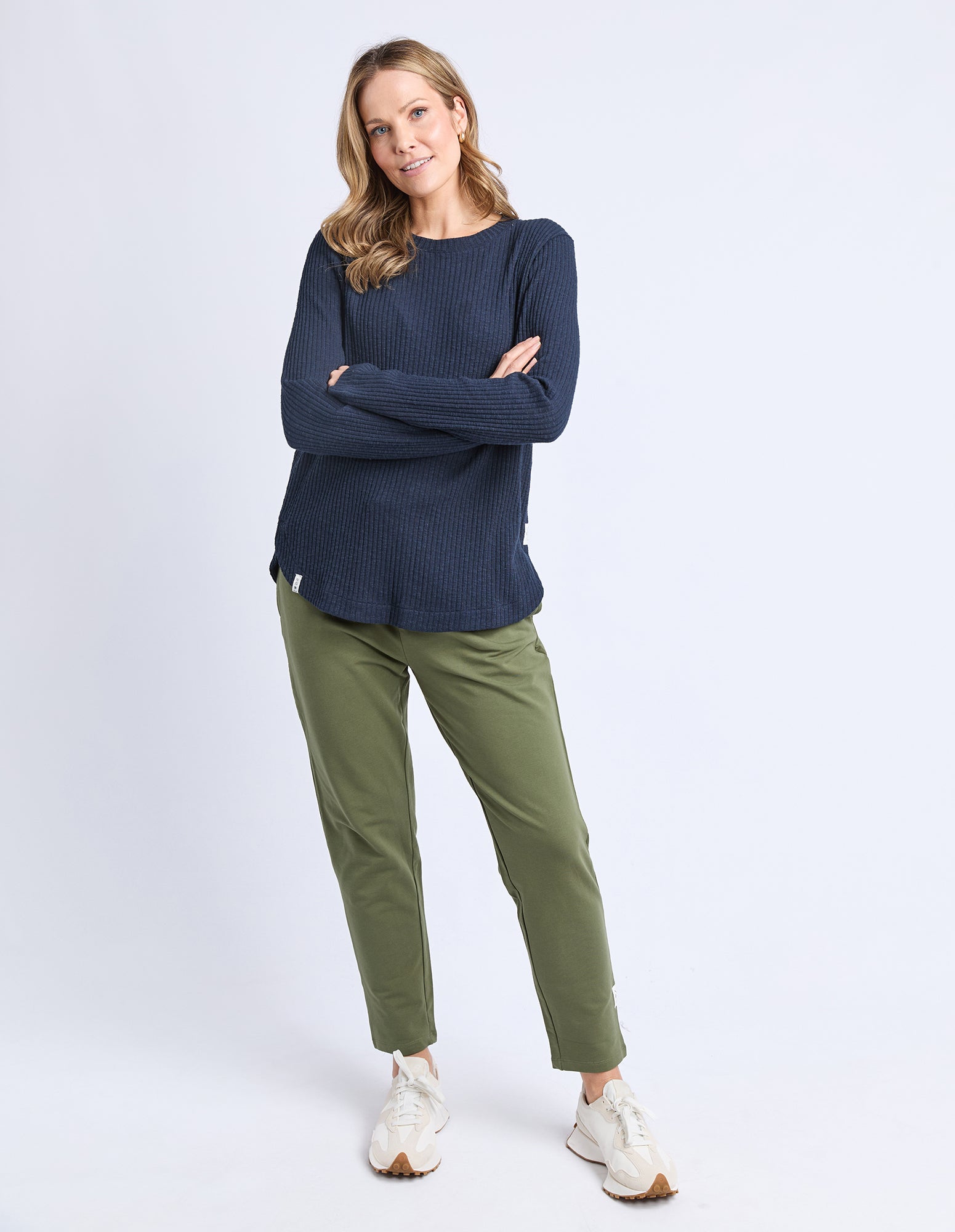 Veronica Rib Long Sleeve Tee Navy
