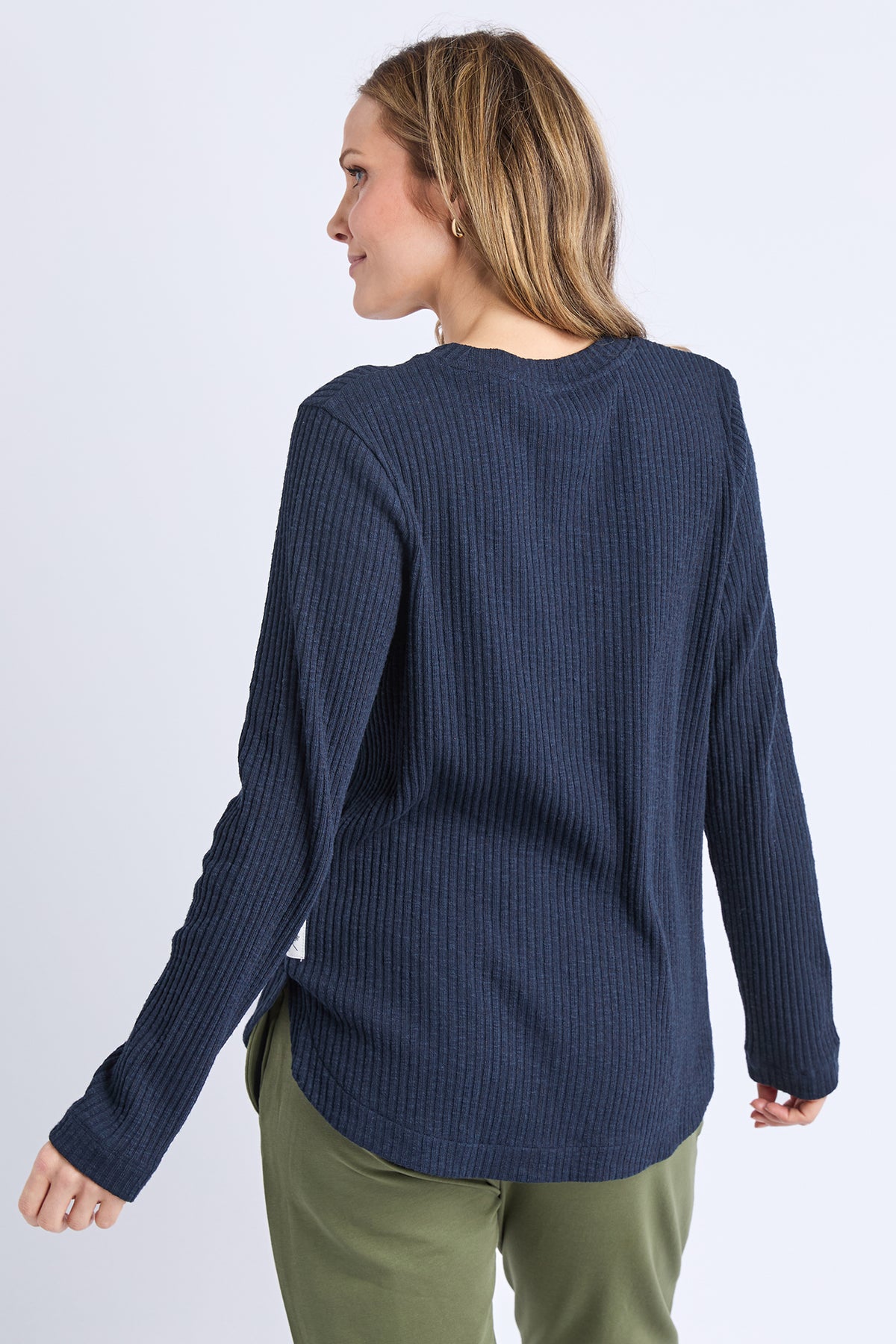 Veronica Rib Long Sleeve Tee Navy