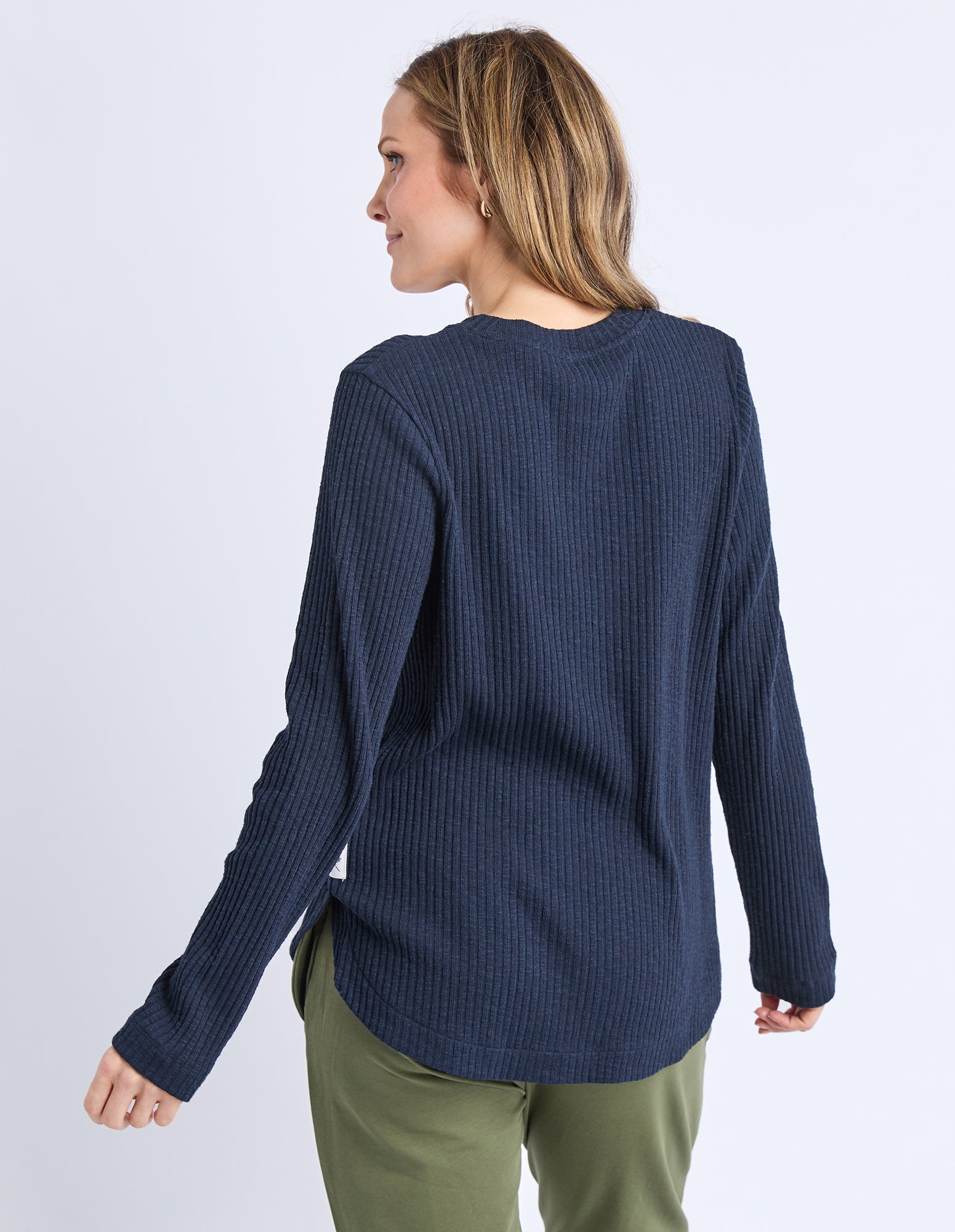 Veronica Rib Long Sleeve Tee Navy