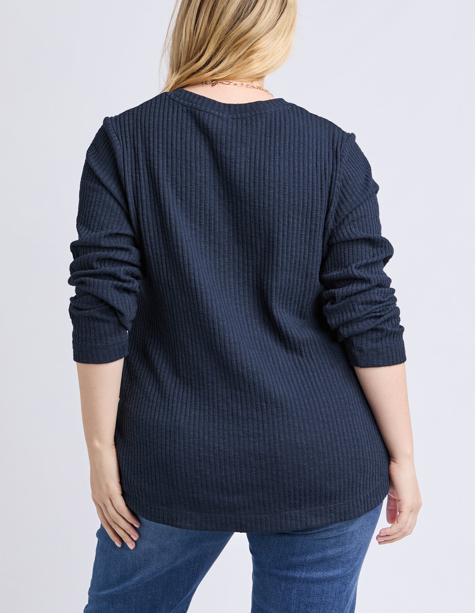 Veronica Rib Long Sleeve Tee Navy