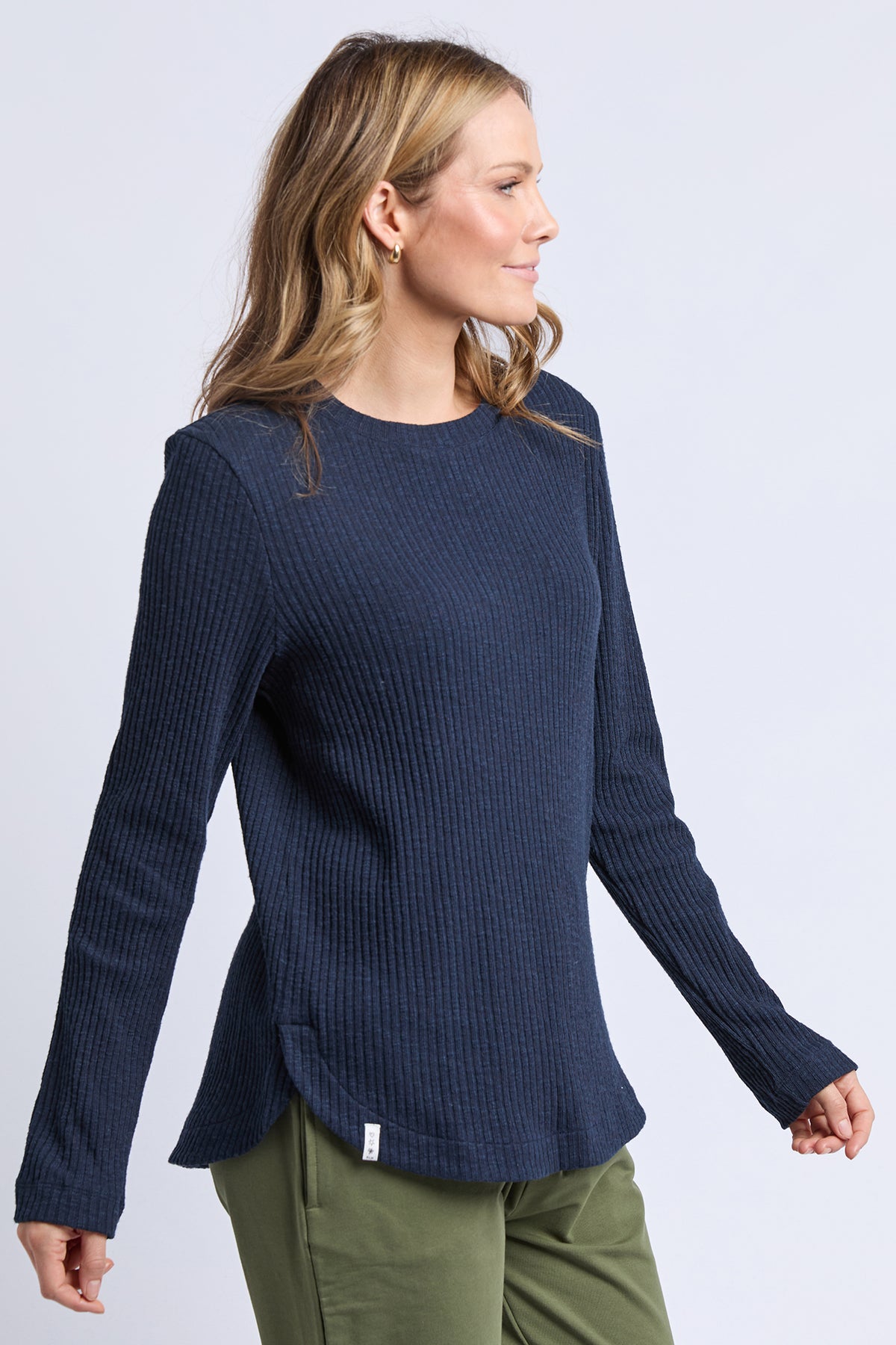 Veronica Rib Long Sleeve Tee Navy