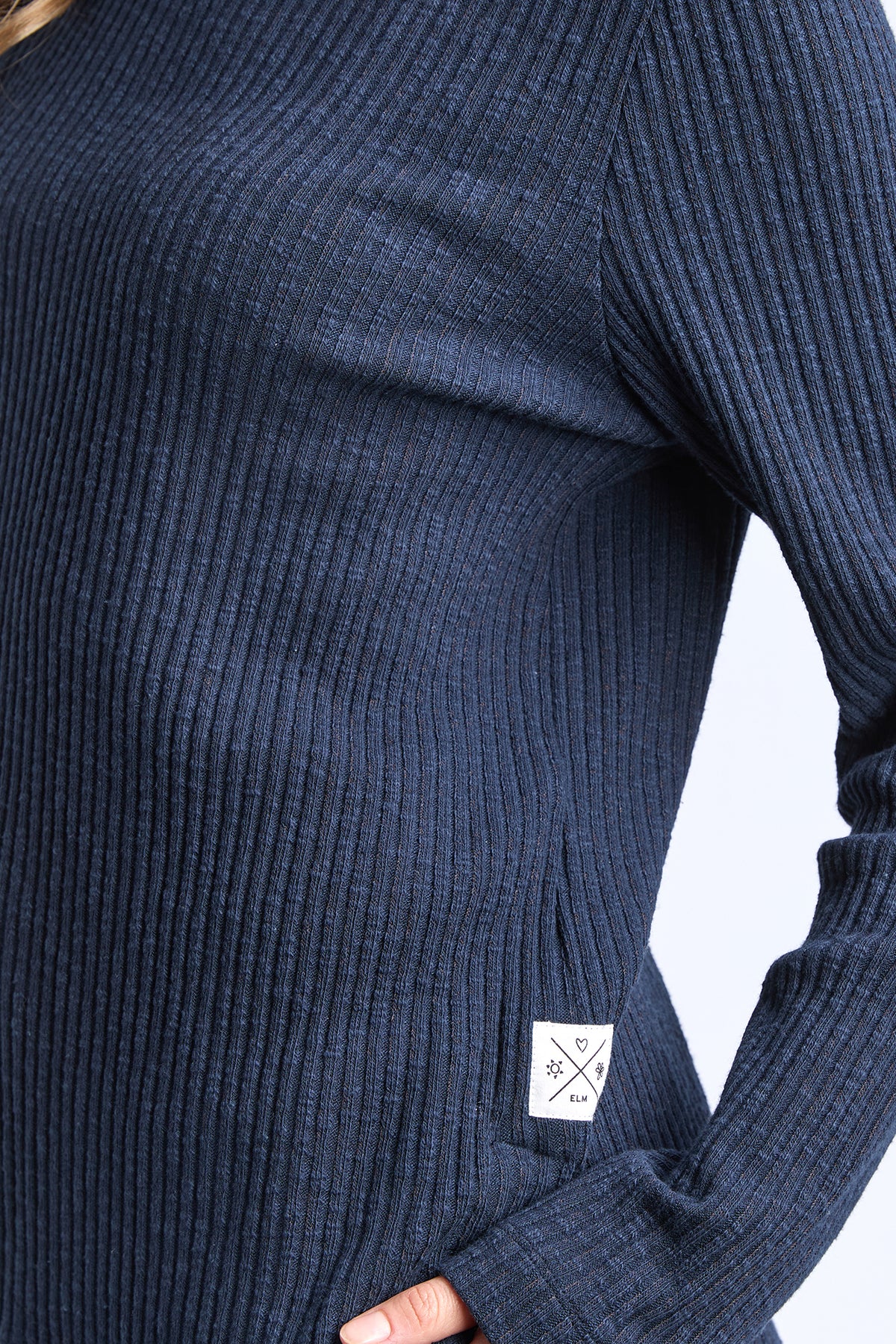 Veronica Rib Long Sleeve Tee Navy