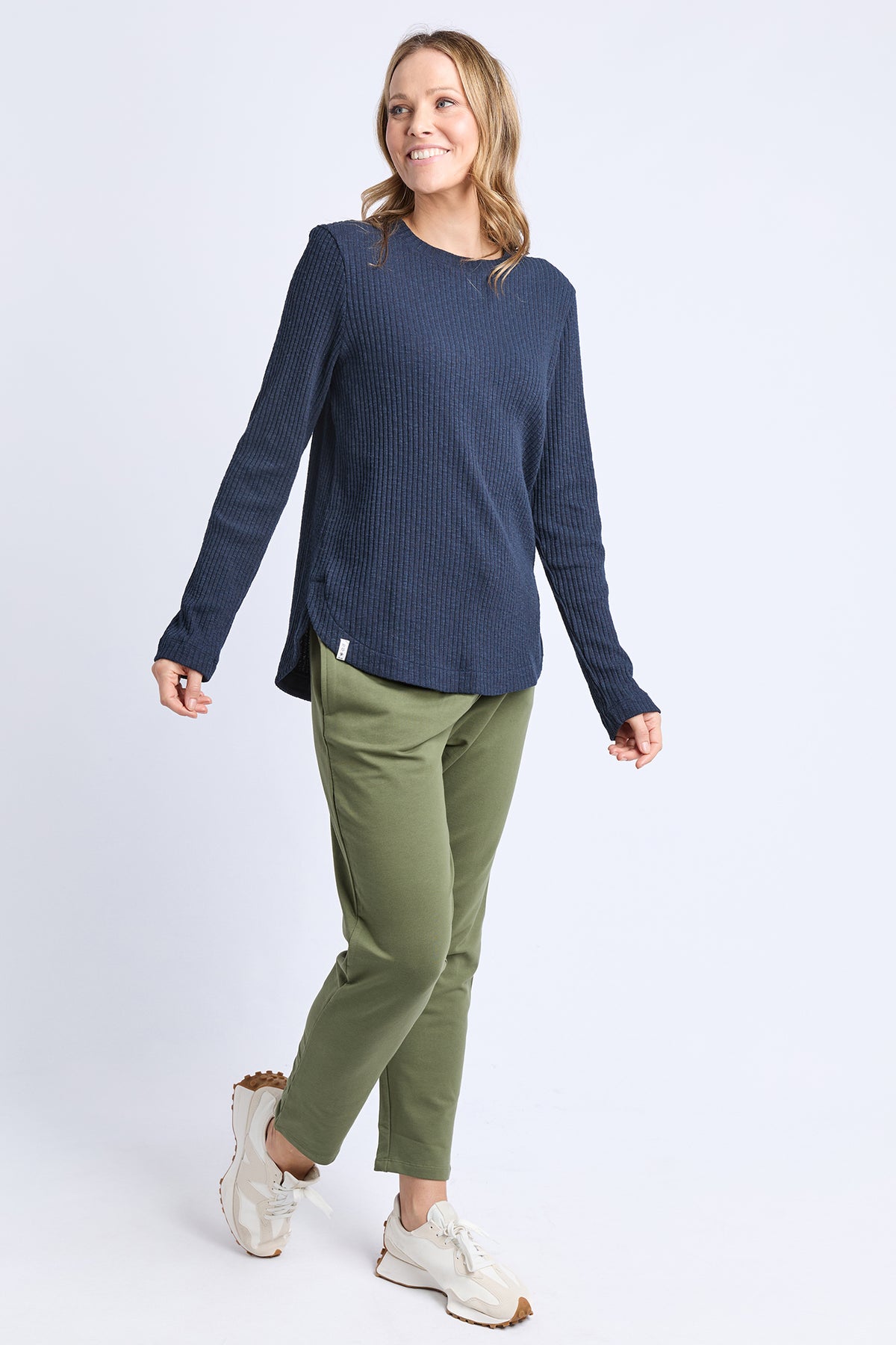 Veronica Rib Long Sleeve Tee Navy