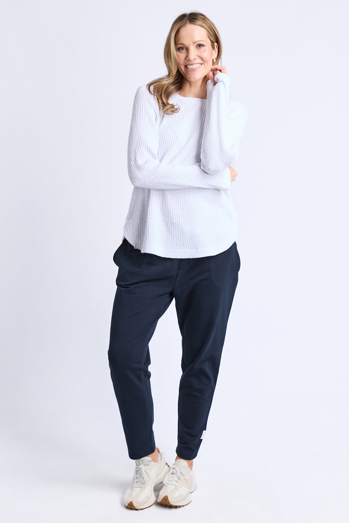 Veronica Rib Long Sleeve Tee White