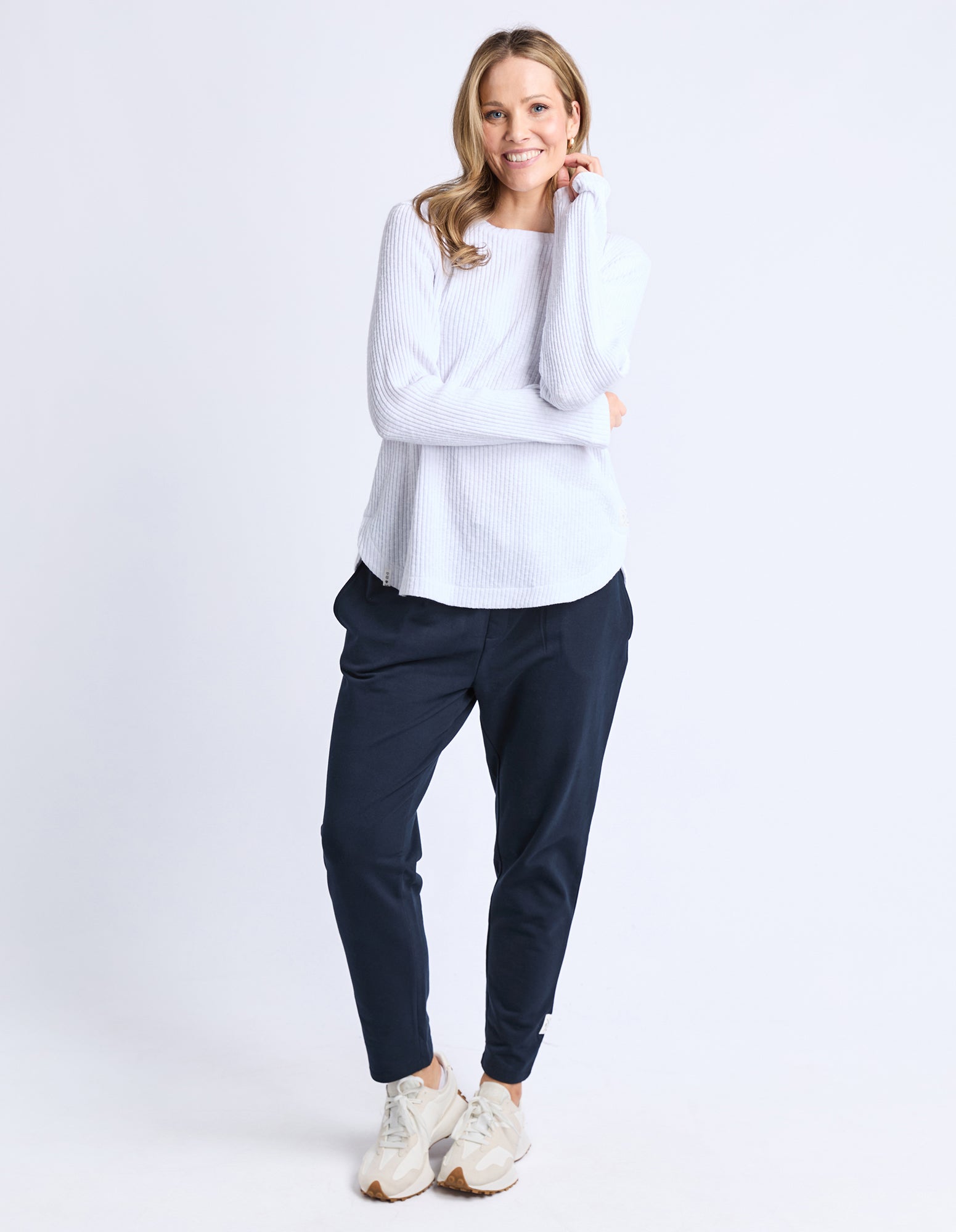 Veronica Rib Long Sleeve Tee White