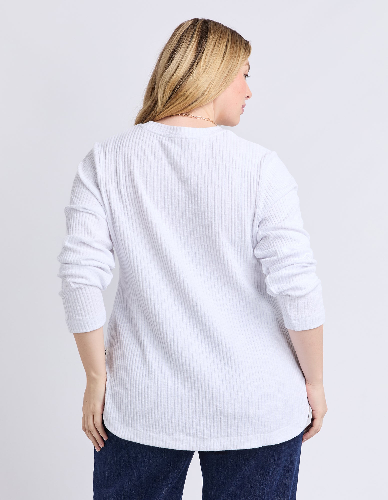 Veronica Rib Long Sleeve Tee White